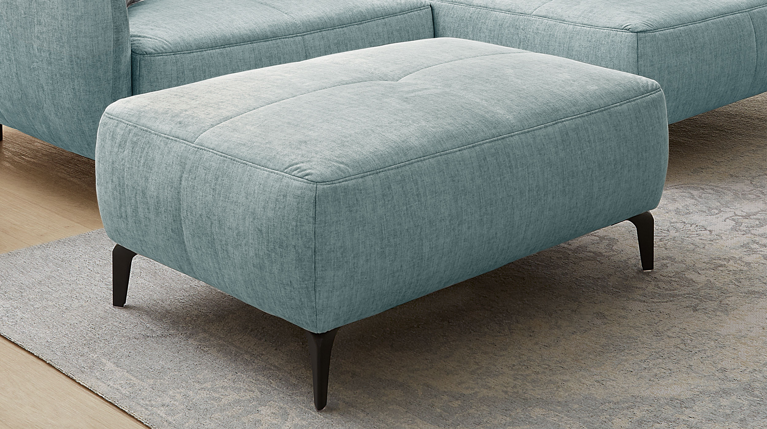 Hocker Sitzhocker 79 x 111 cm blau Veloursbezug - SALO