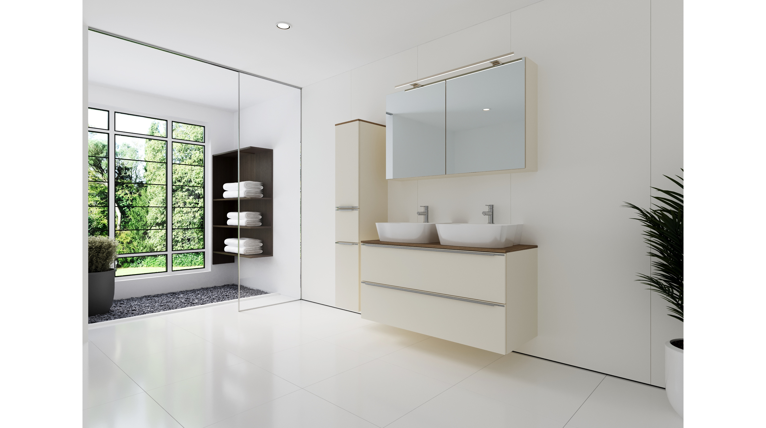 Badmöbel-Set Magnolia - 3 Teile mit HS - Waschtisch 120 cm - LEONEL