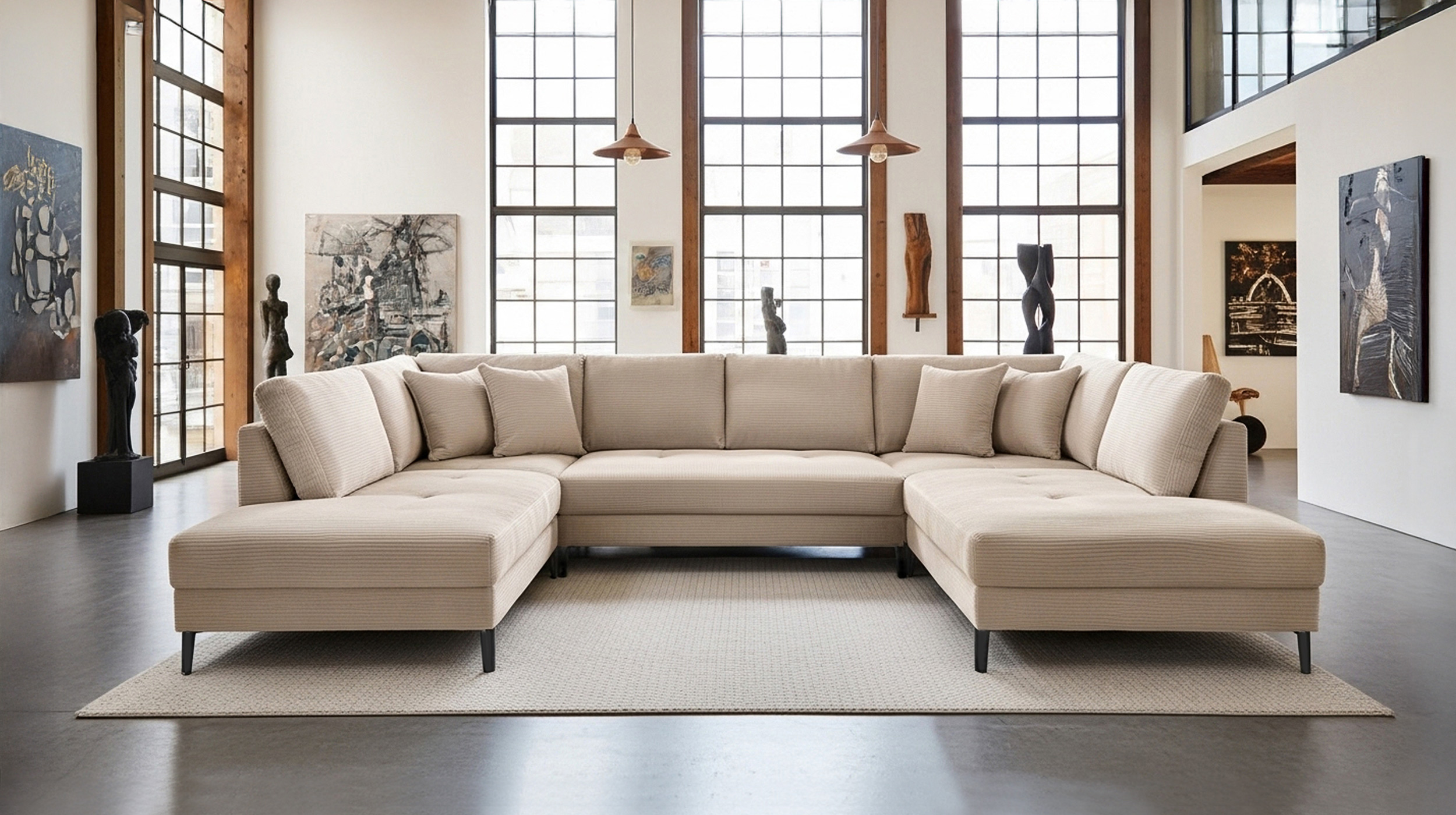 Wohnlandschaft Cord beige - 360 cm - SUMMER