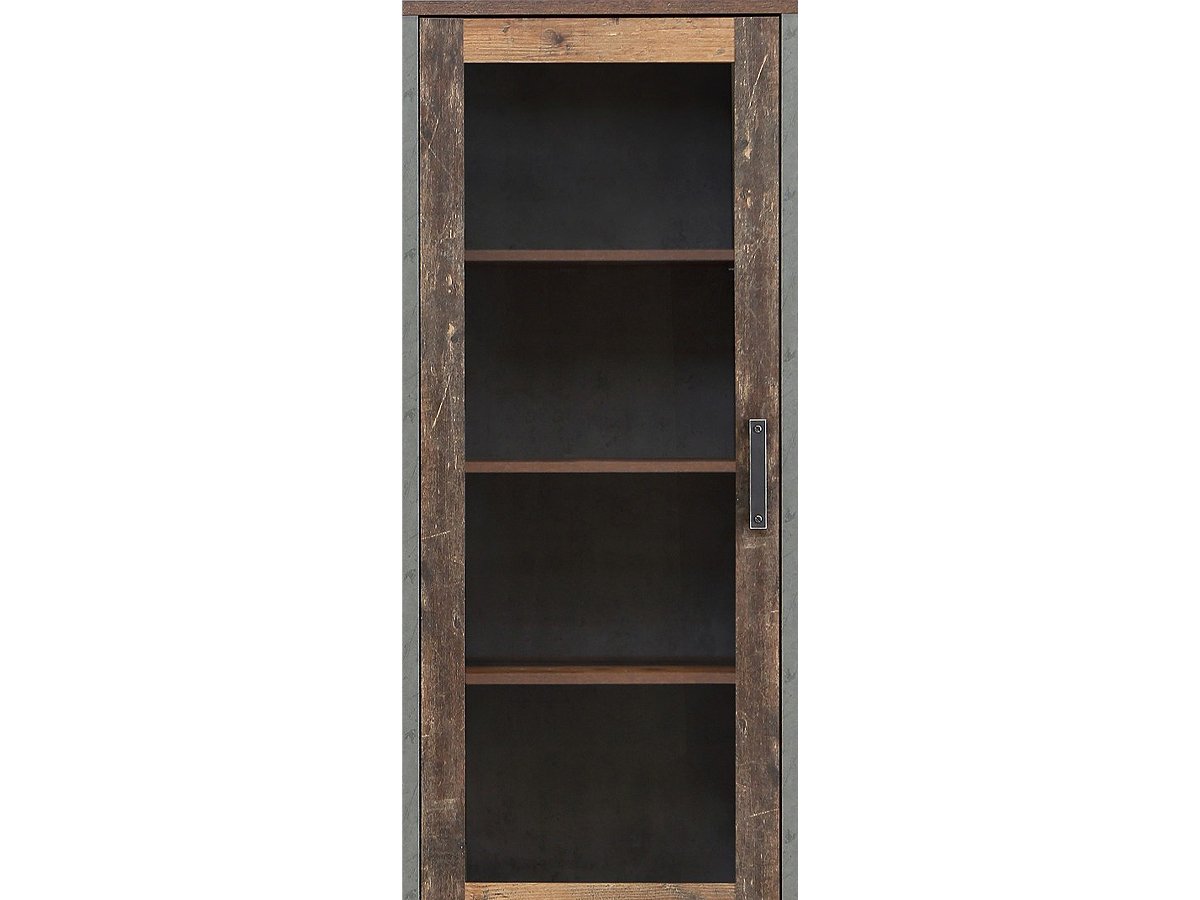 Vitrine mit Glastür Old Wood - Beton - grau Breite 62 cm - CLIF