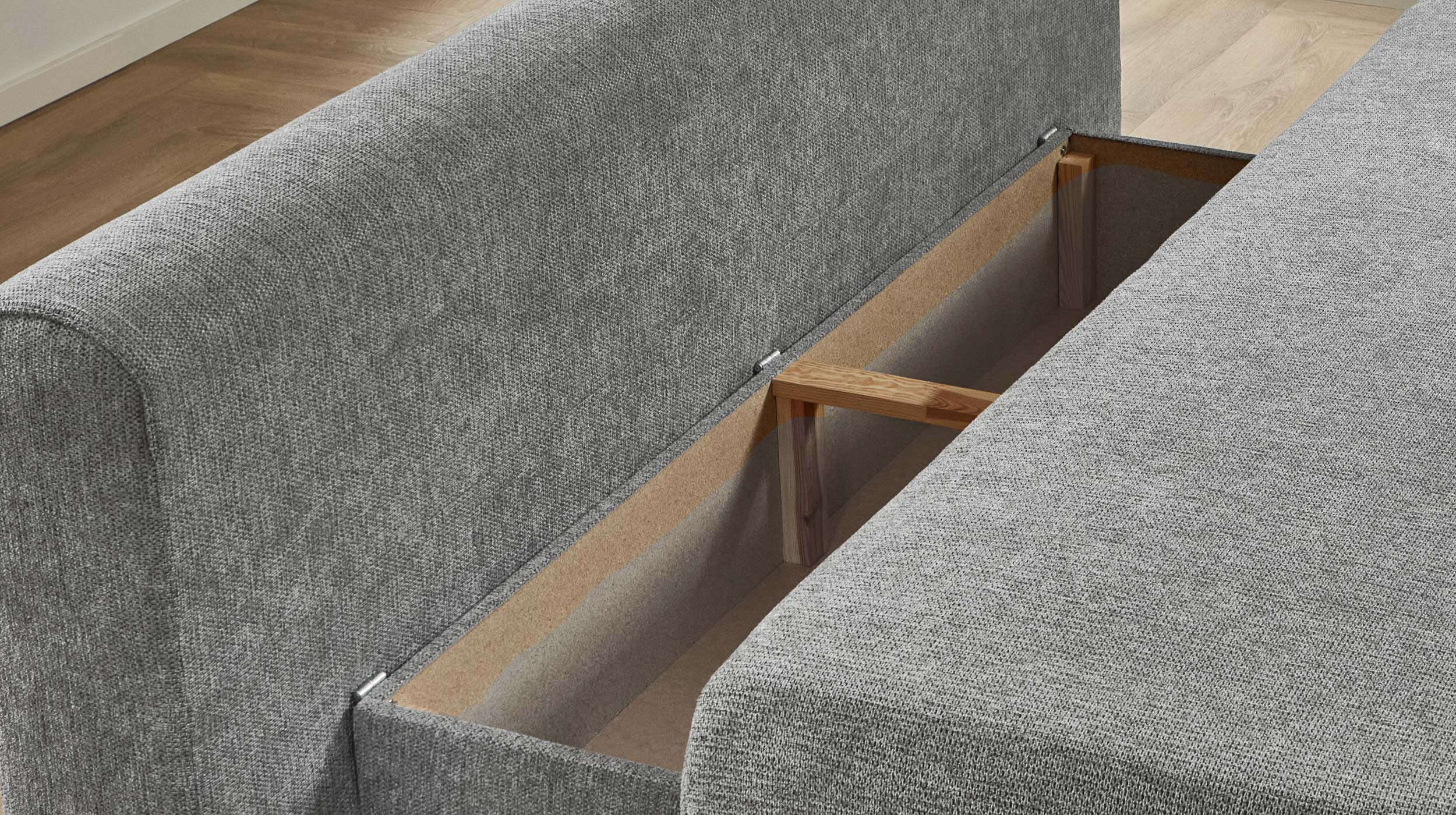 Schlafsofa grau Bettkasten ausziehbar Federkern 199 cm - BORNA