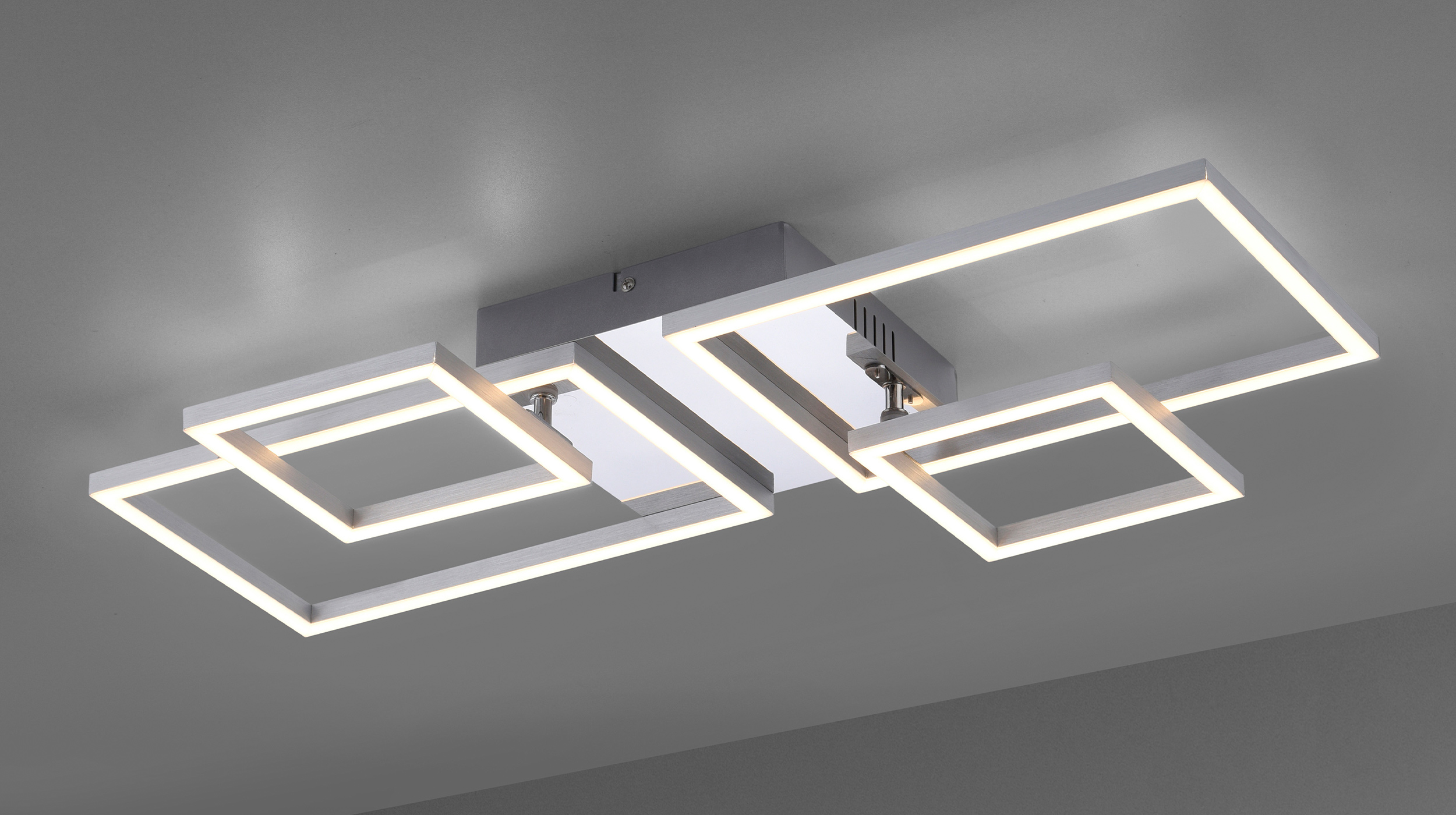 Deckenleuchte stahlfarben 65 x 8 cm 4 LED Paneele drehbar - IVEN