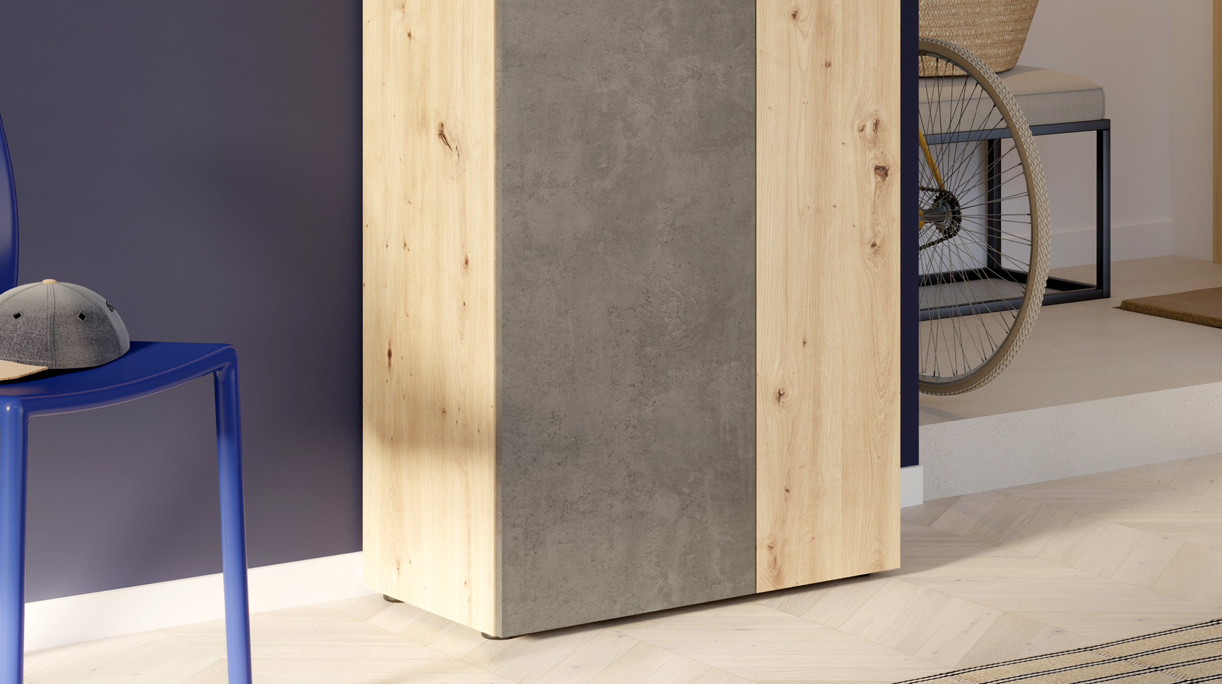 Schuhschrank Artisan Eiche - Betonoptik 69 x 181 cm - NET