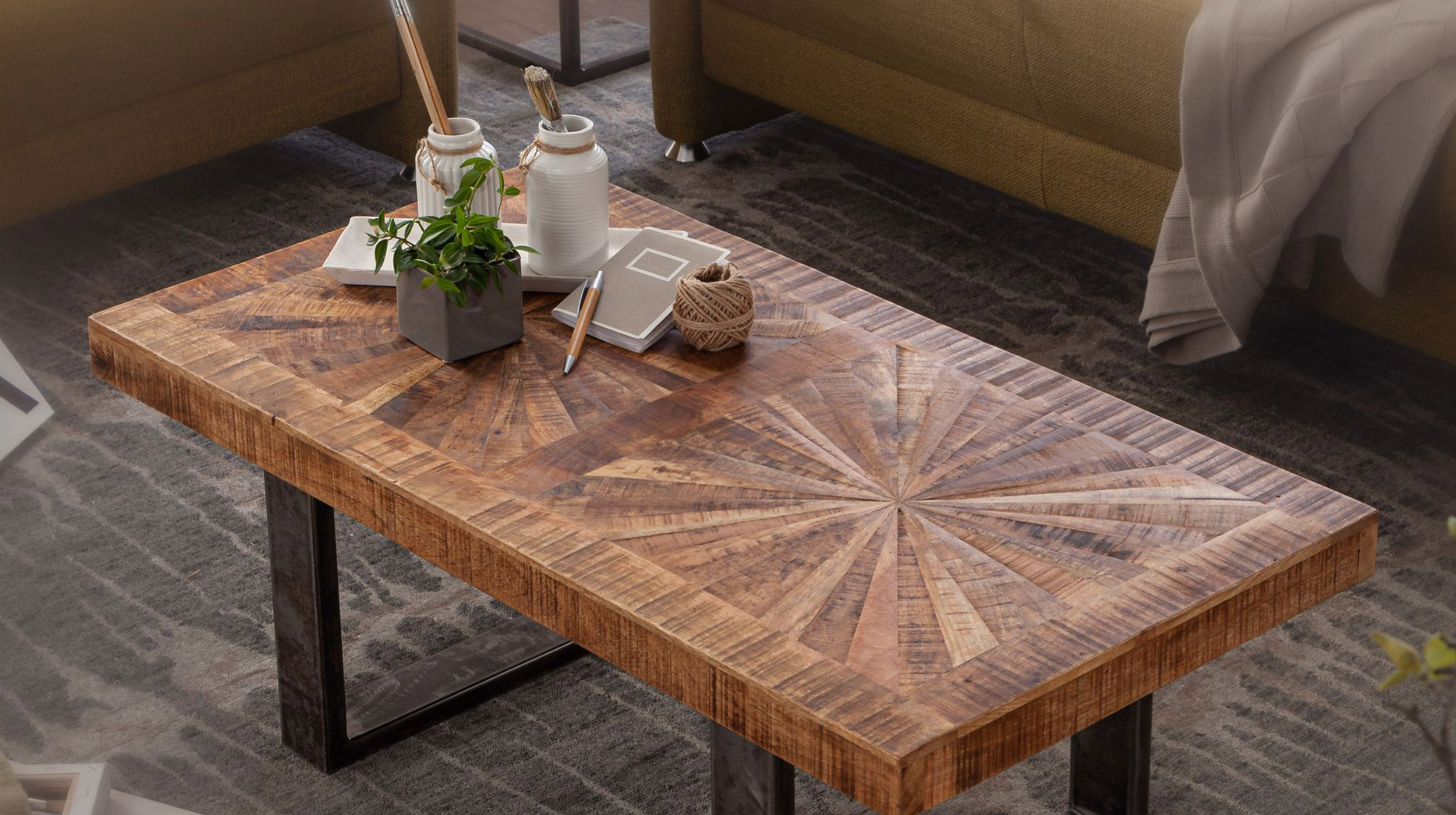 Couchtisch Mango massiv lackiert 105 x 55 cm - JUNA