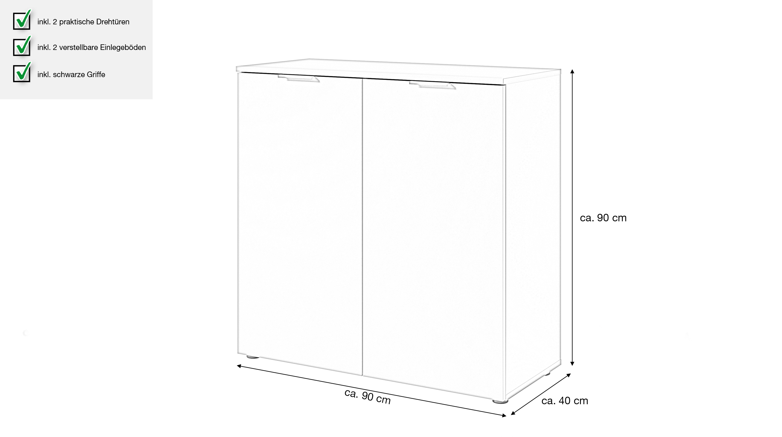 Kommode grün 90 x 40 cm - 2-türig - LINZ