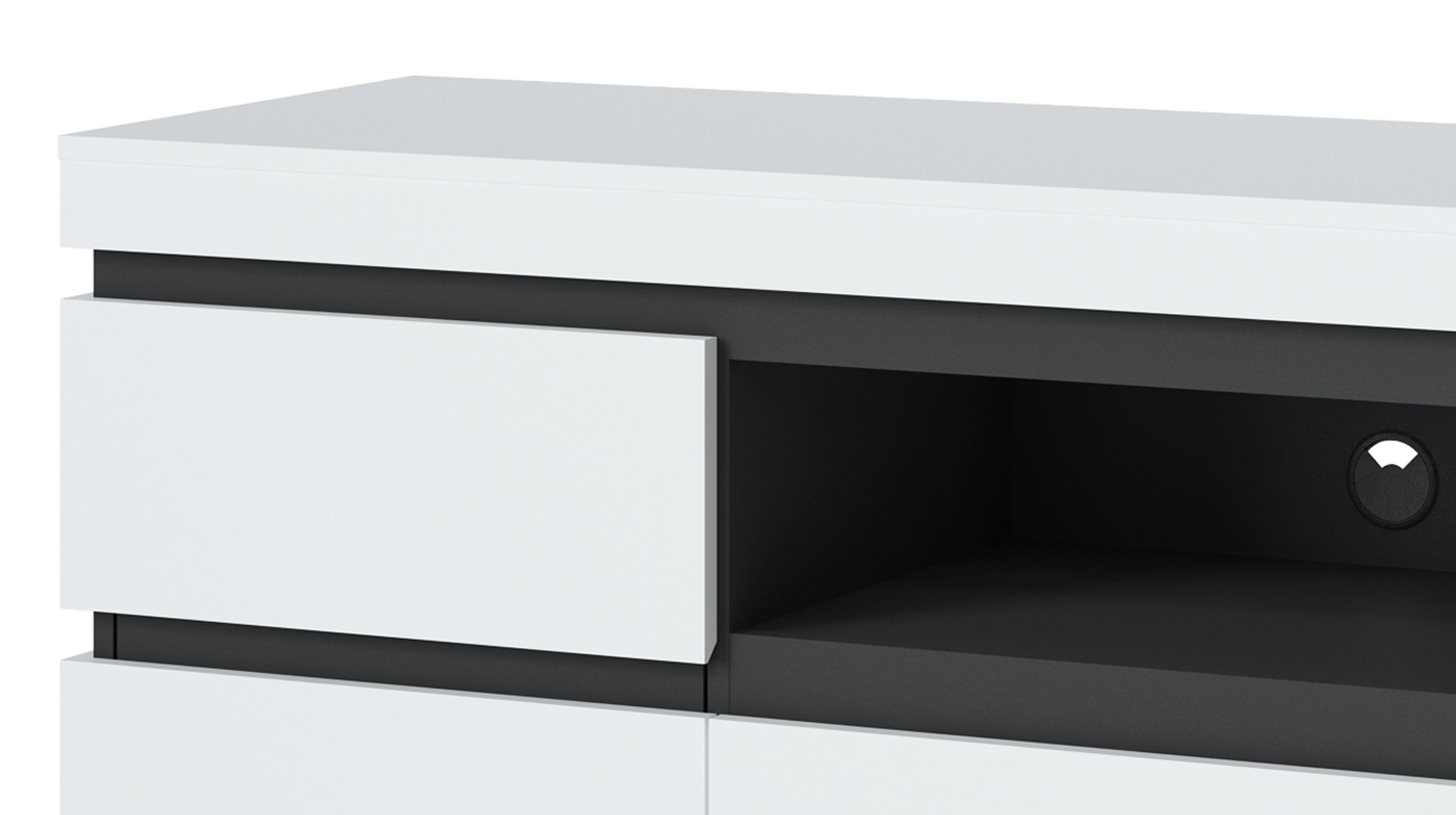 TV - Lowboard alpinweiß - anthrazit 161 cm - CAMPANIA