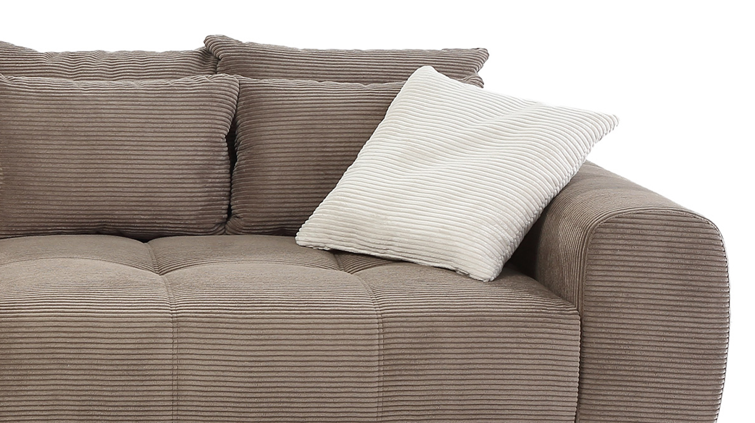 Big Sofa Cord taupe - 308 cm - Federkern - JANNI