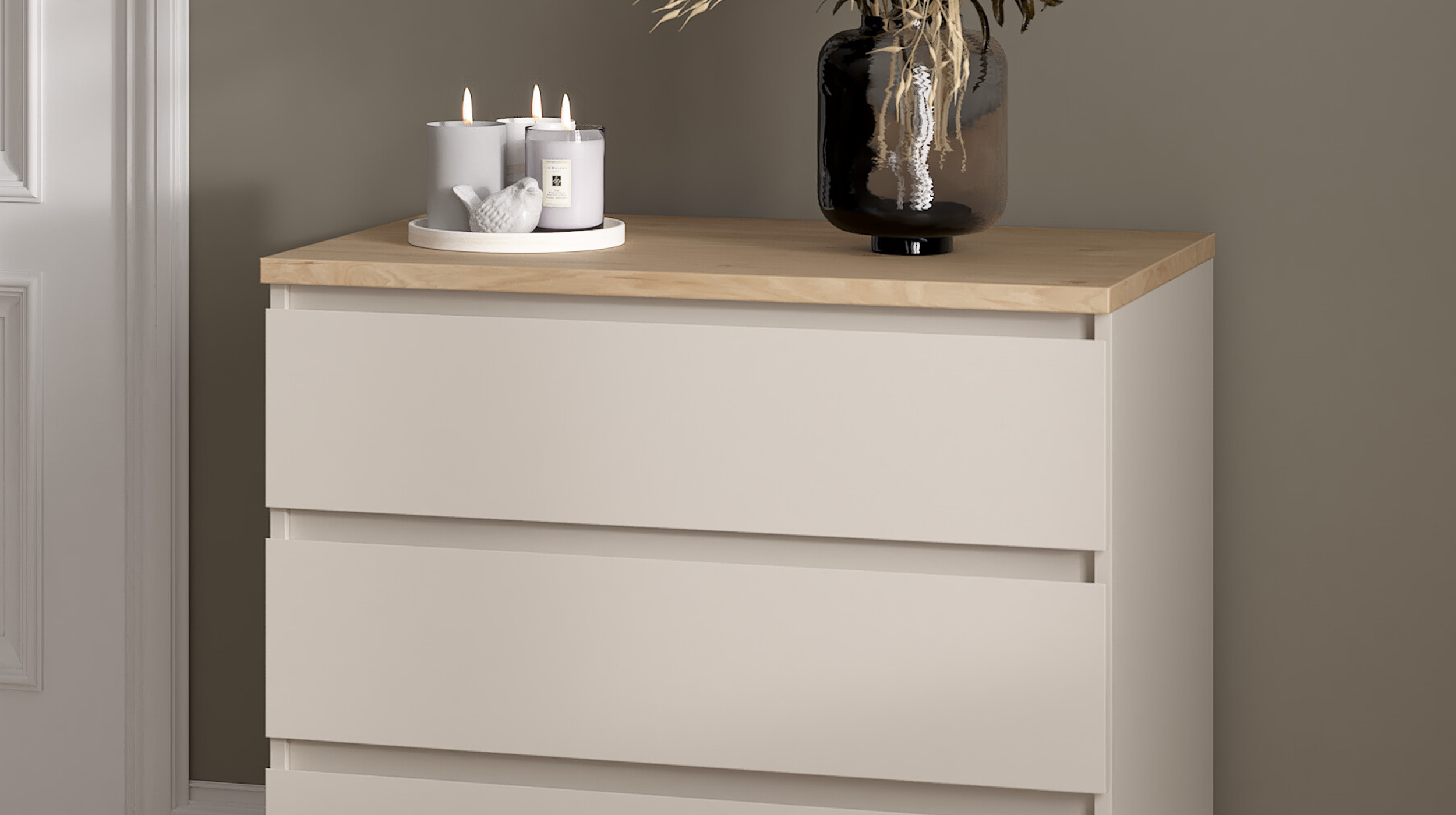 Kommode mit 3 Schubladen beige - Jackson Hickory 77 cm - NAIA