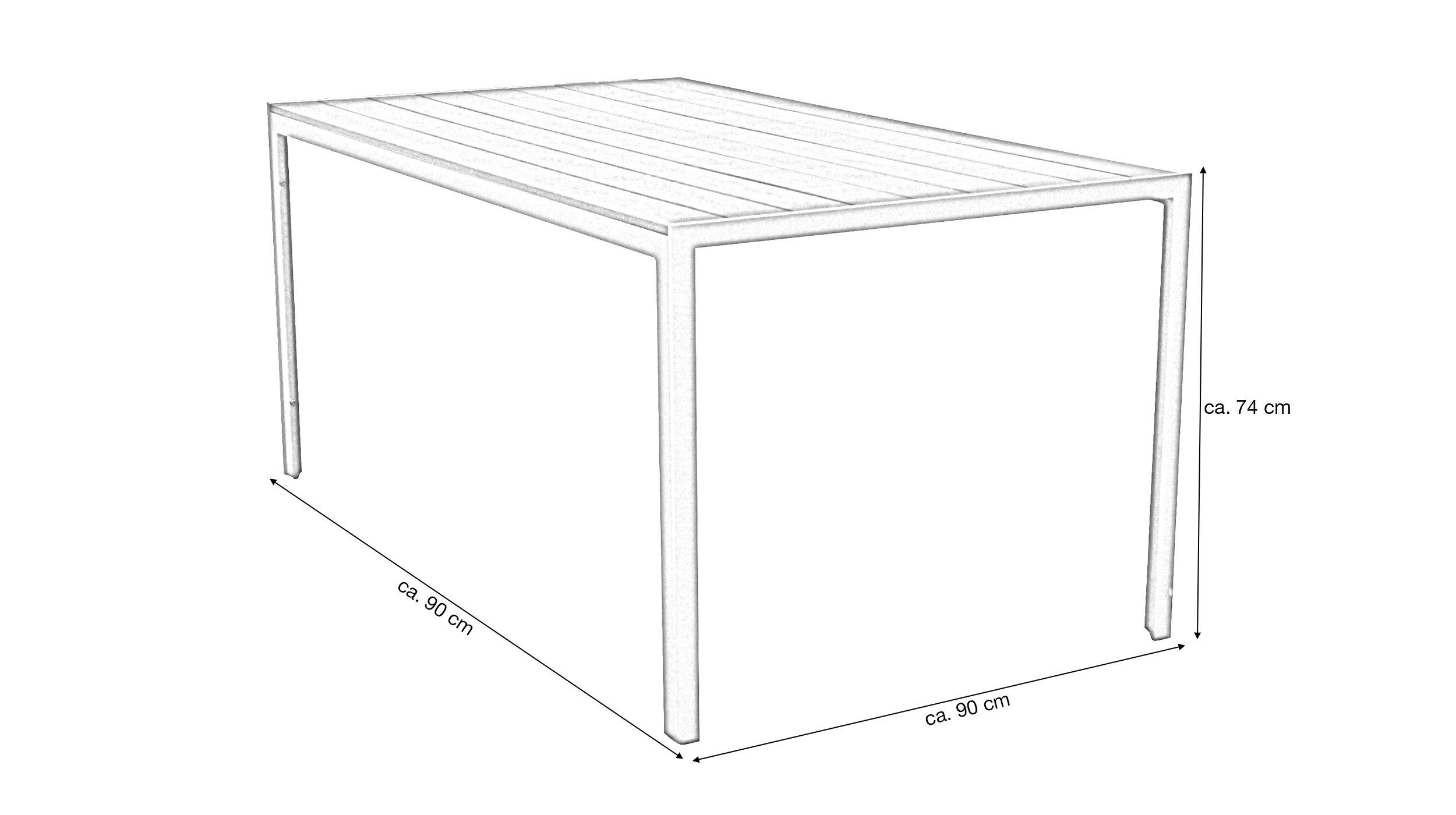 Gartentisch quadratisch 90 x 90 cm schwarz - SPRING