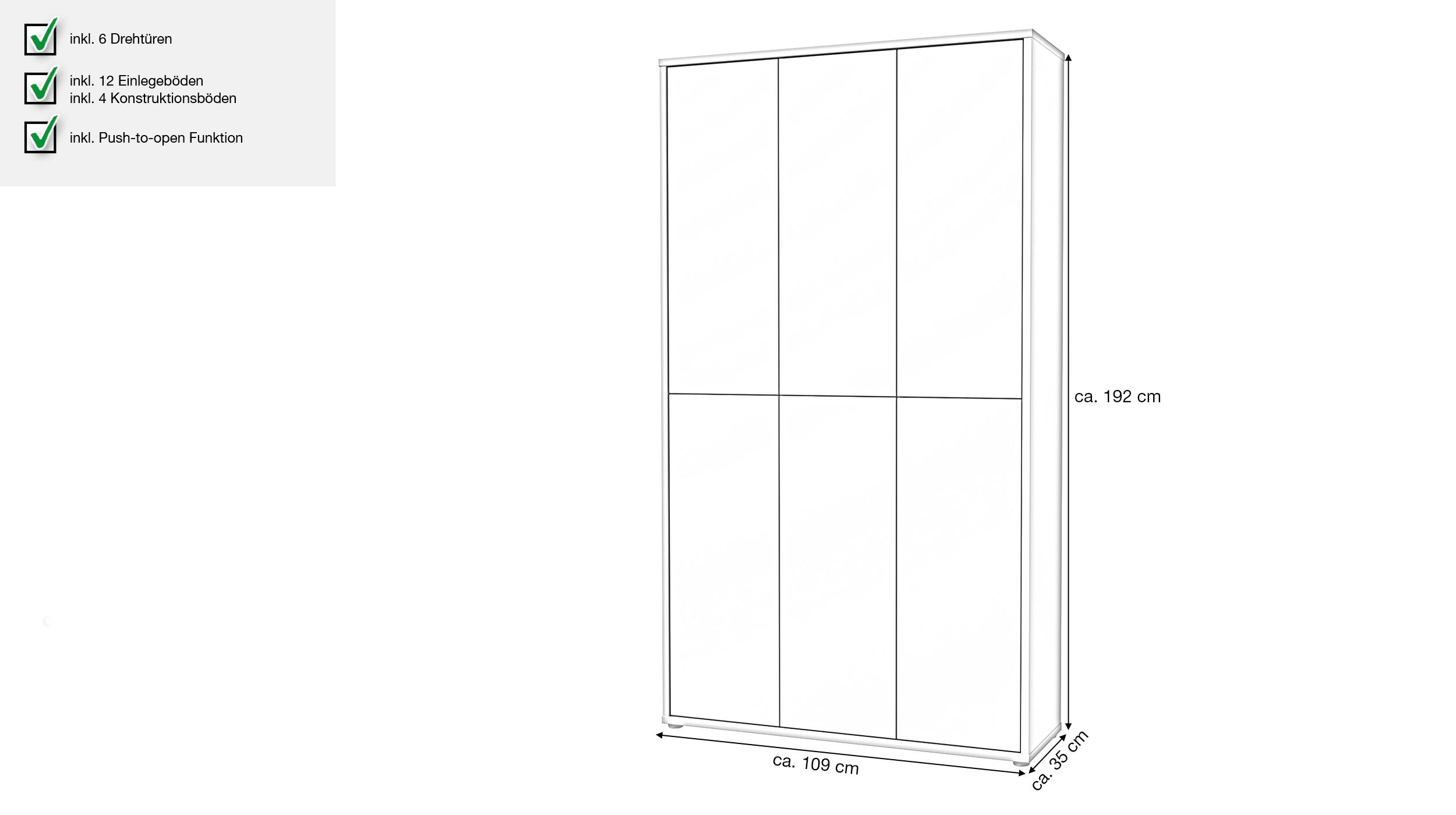 Schuhschrank grün 109 x 192 cm 6-türig - ALICE SPRINGS