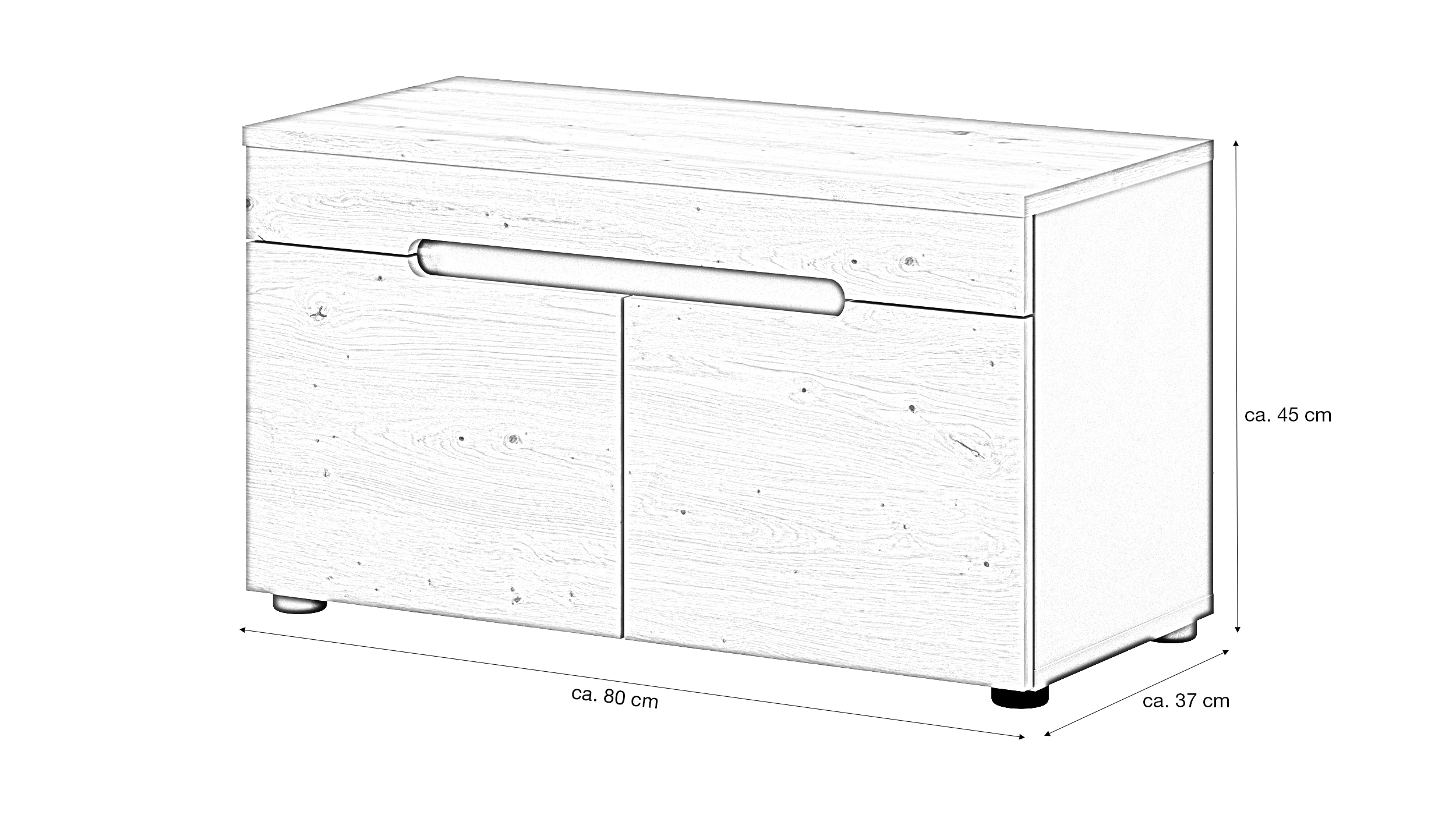Garderobenbank anthrazit Artisan Eiche 80 cm - CANU