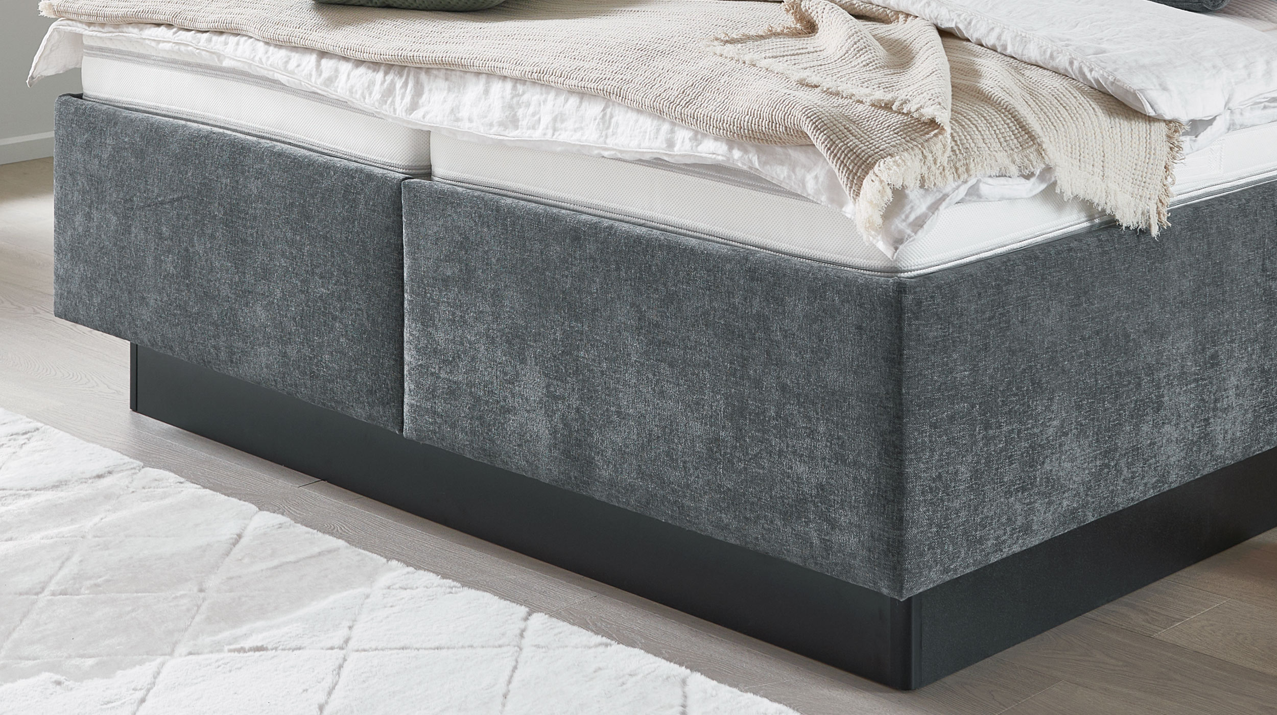 Boxbett 180 x 200 cm mit Bettkasten anthrazit Chenille - SENSINO