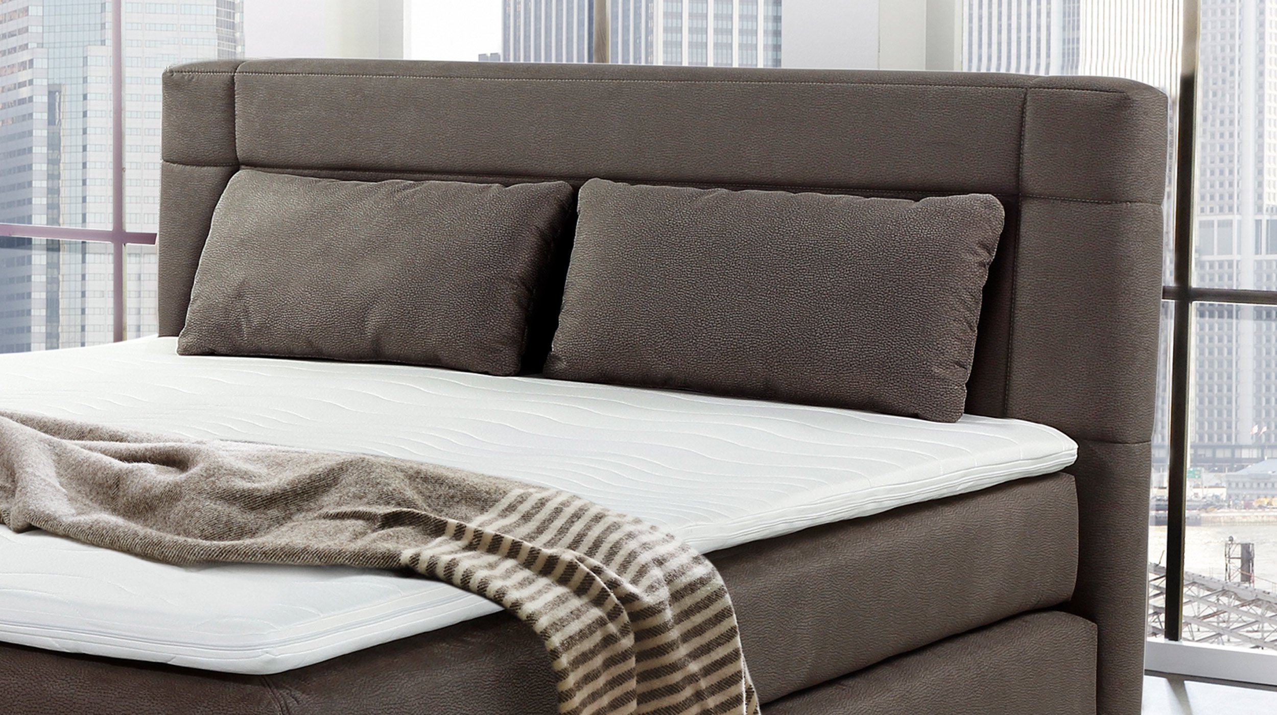 Boxspringbett 160 x 200 cm dunkelbraun H3/H4 - ROMANA - MIX