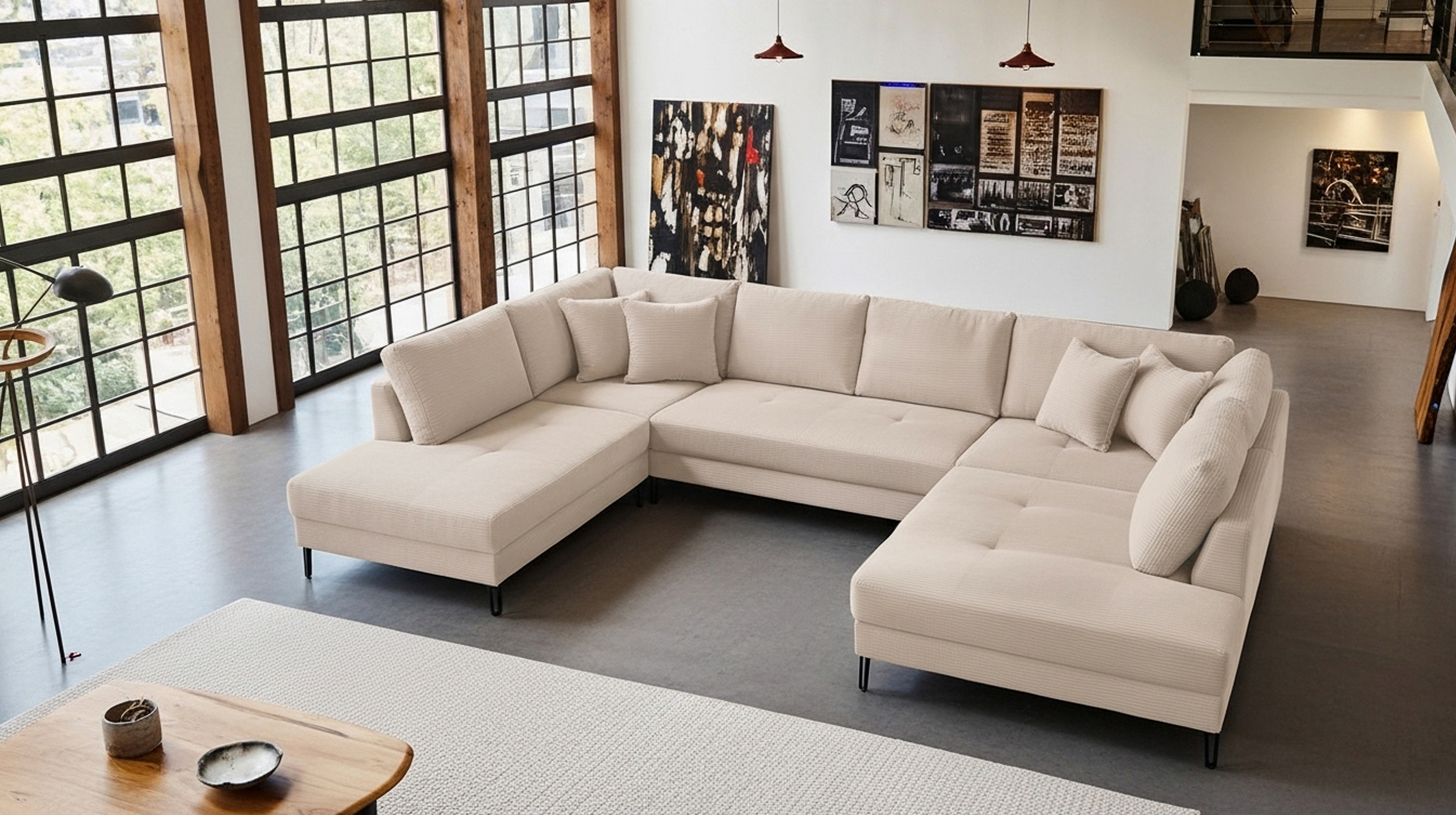Wohnlandschaft Cord creme - 360 cm - SUMMER