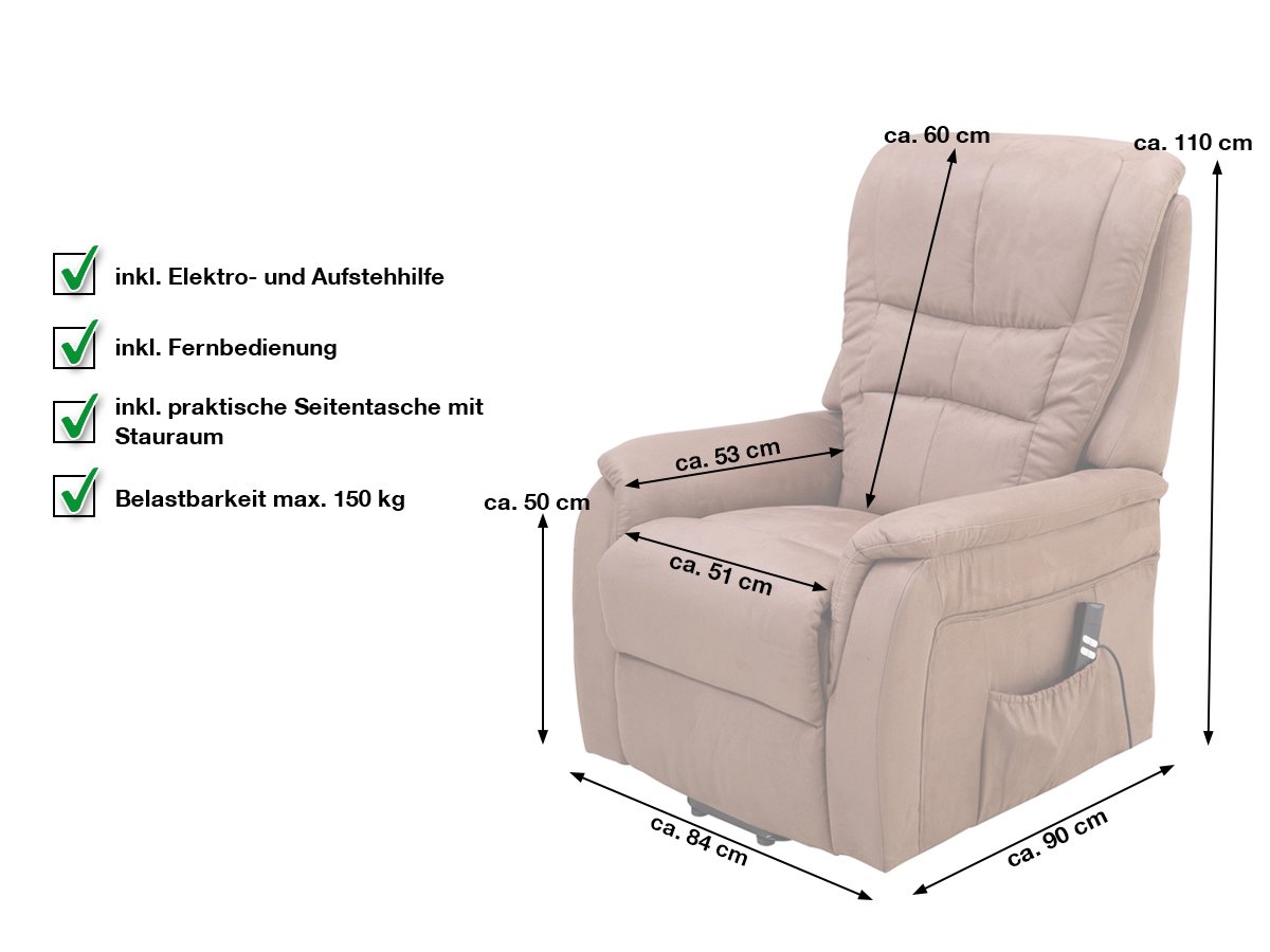 Fernsehsessel braun - Aufstehhilfe - TADEO