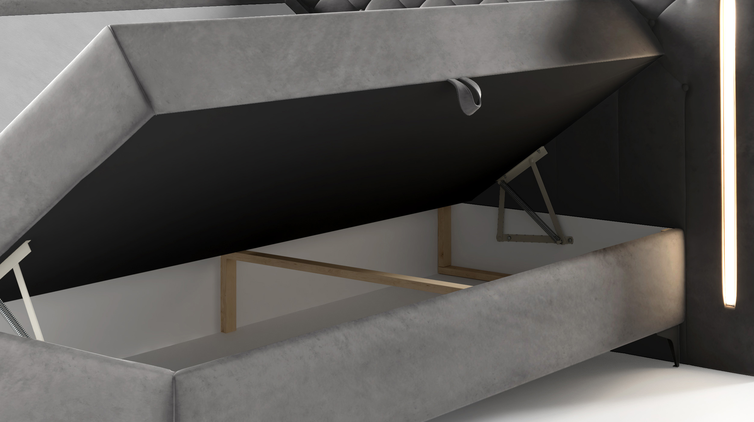 Boxbett 180 x 200 cm mit Bettkasten anthrazit Samt - CALIFORNIA