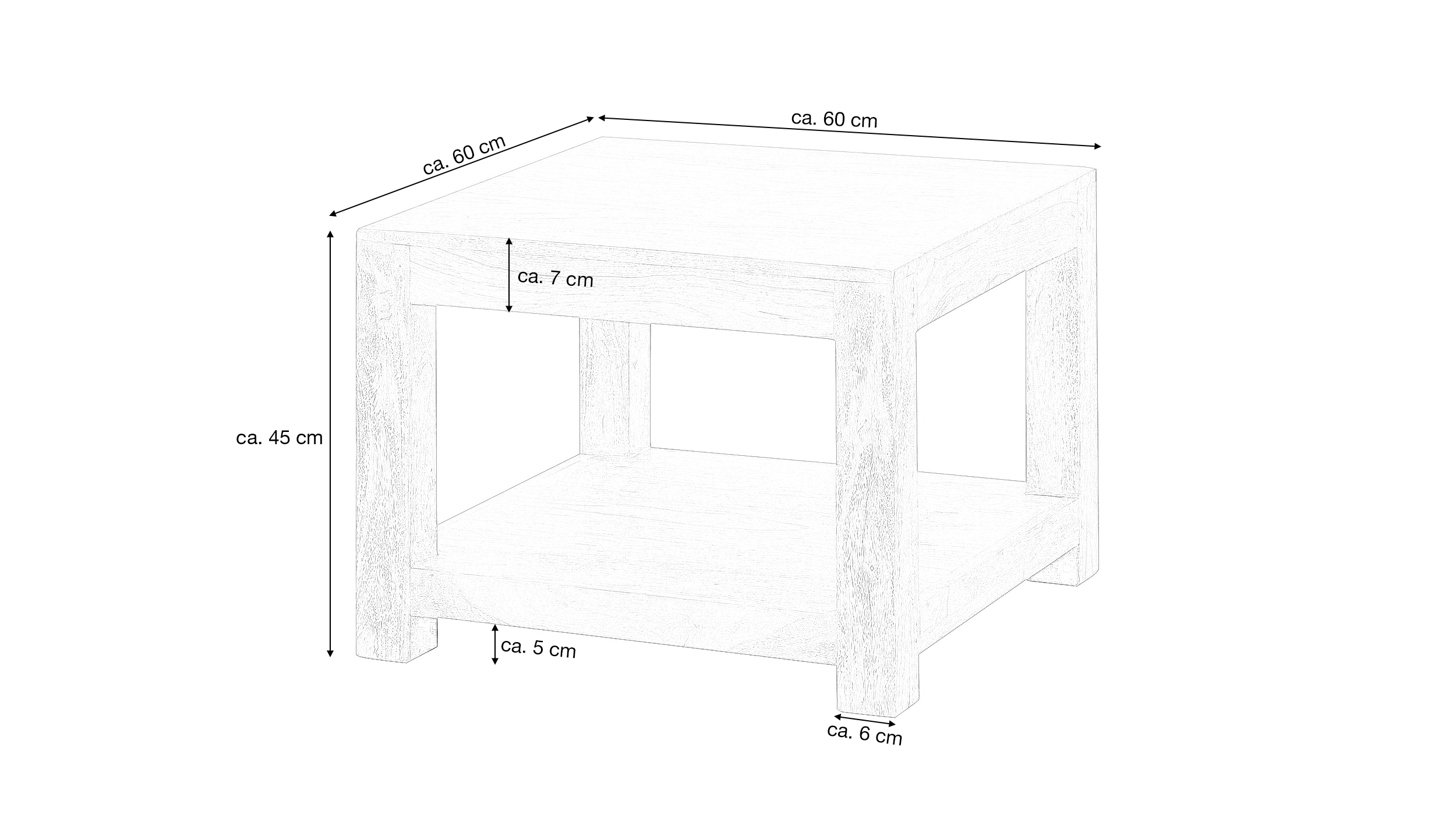 Couchtisch Akazie massiv lackiert 60 x 60 cm - METTE