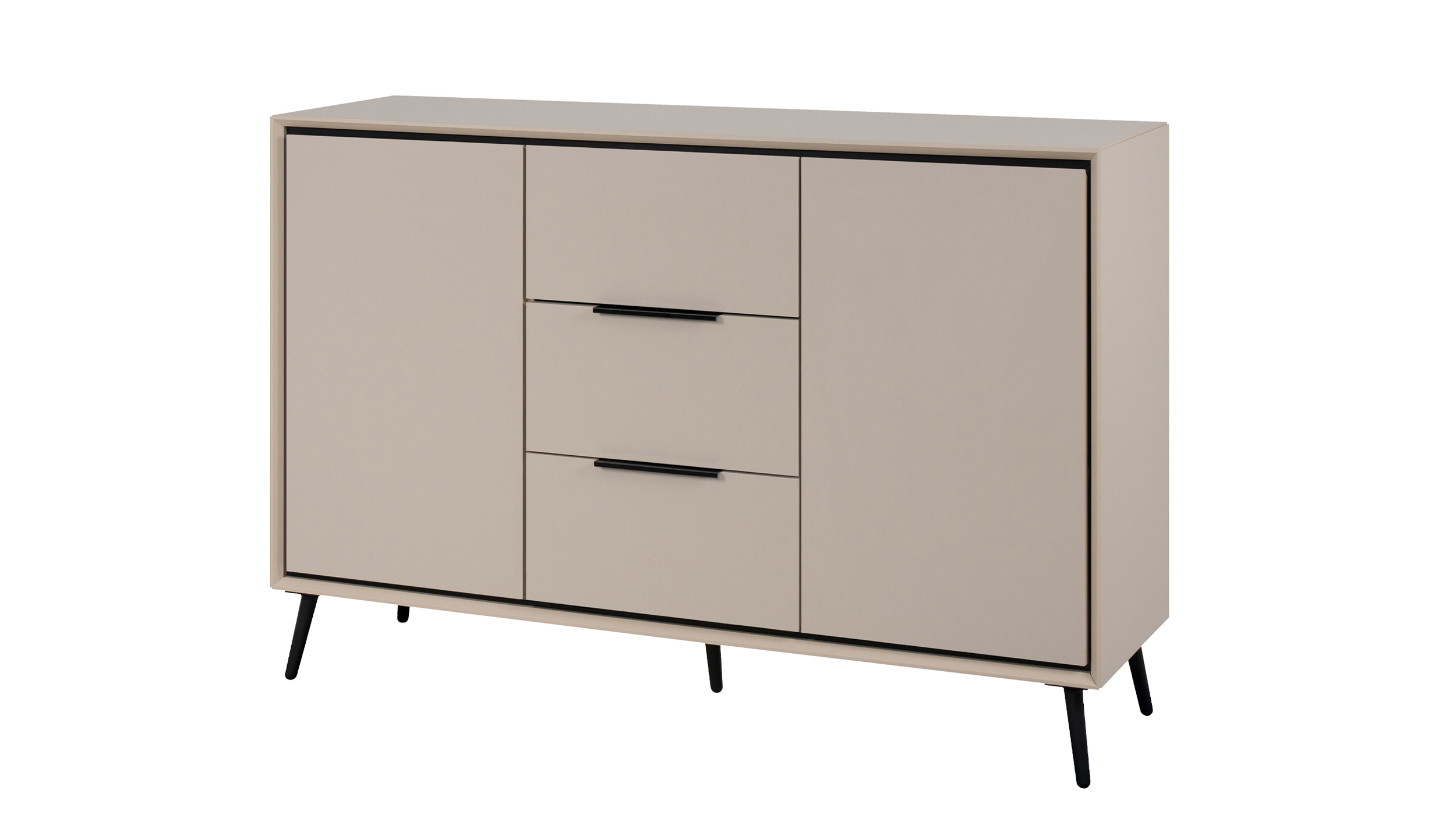 Sideboard mit 3 Schubladen beige schwarz 135 cm - ARONA