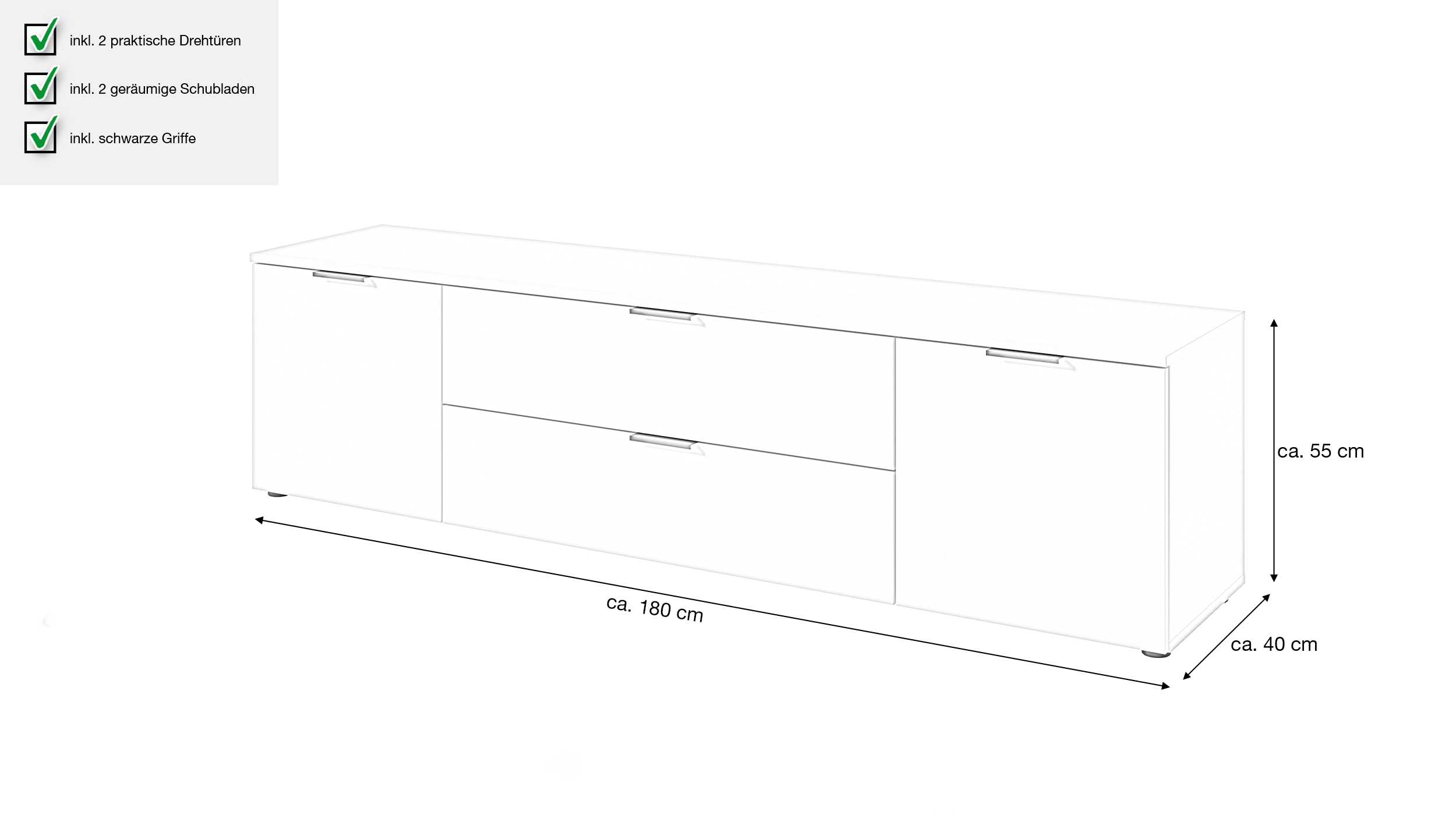 TV - Lowboard beige 180 cm TV-Board - LINZ