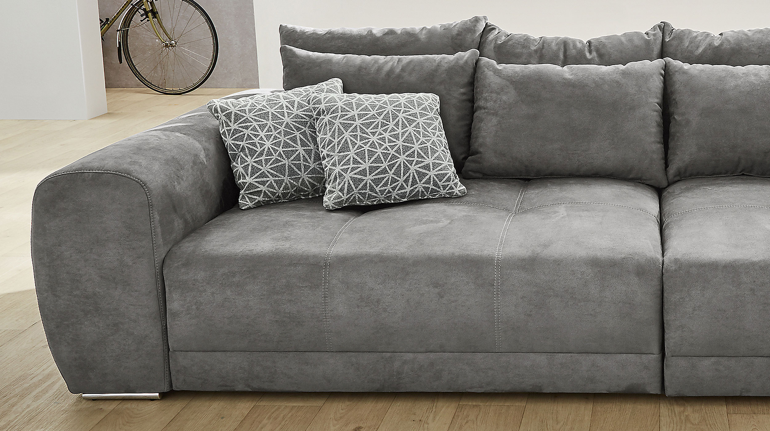 Big Sofa mit Federkern hellgrau 306 x 134 cm - MOLDAU