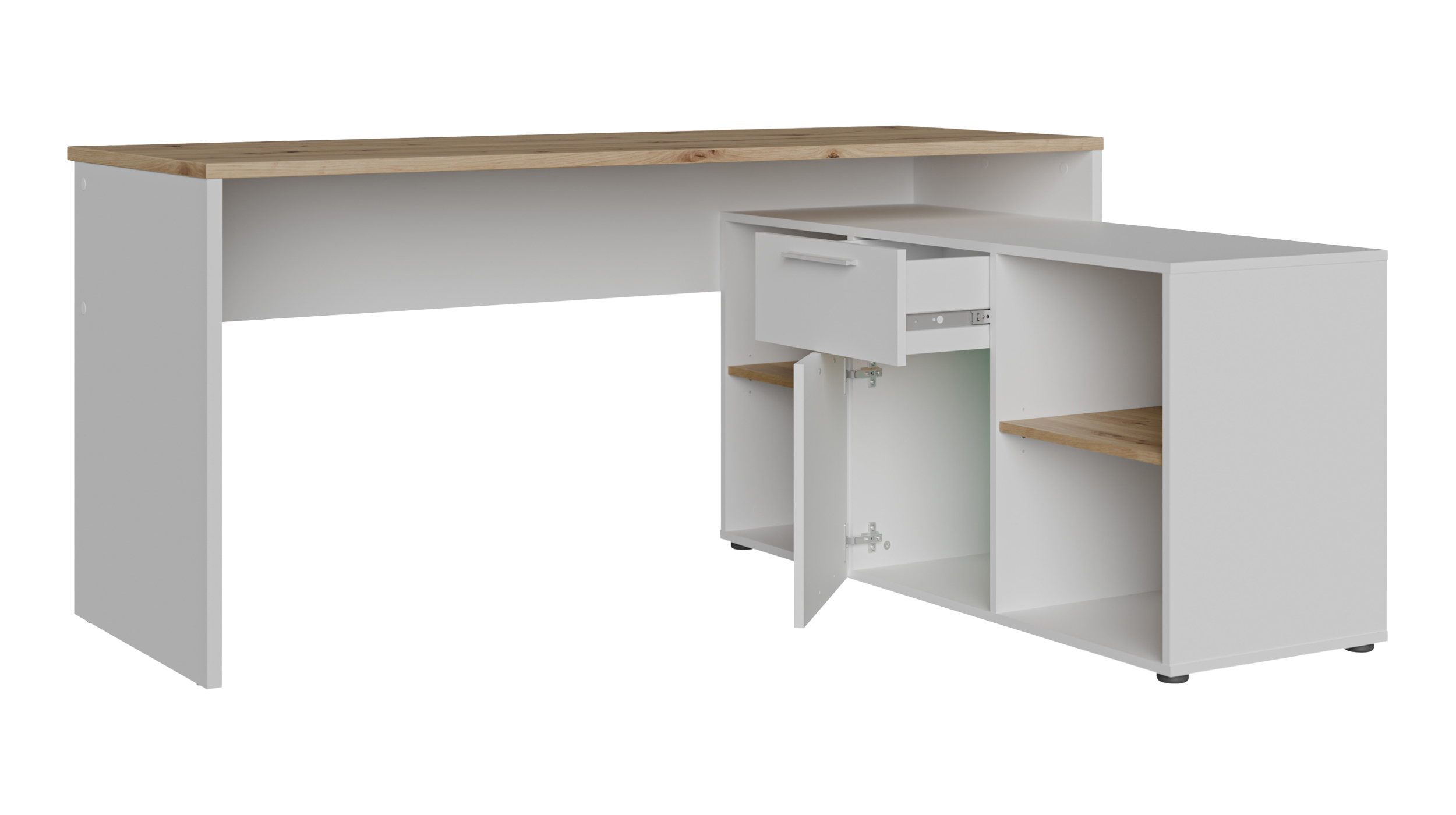 Eck-Schreibtisch weiß Artisan Eiche 160 cm - CONTRA COSTA
