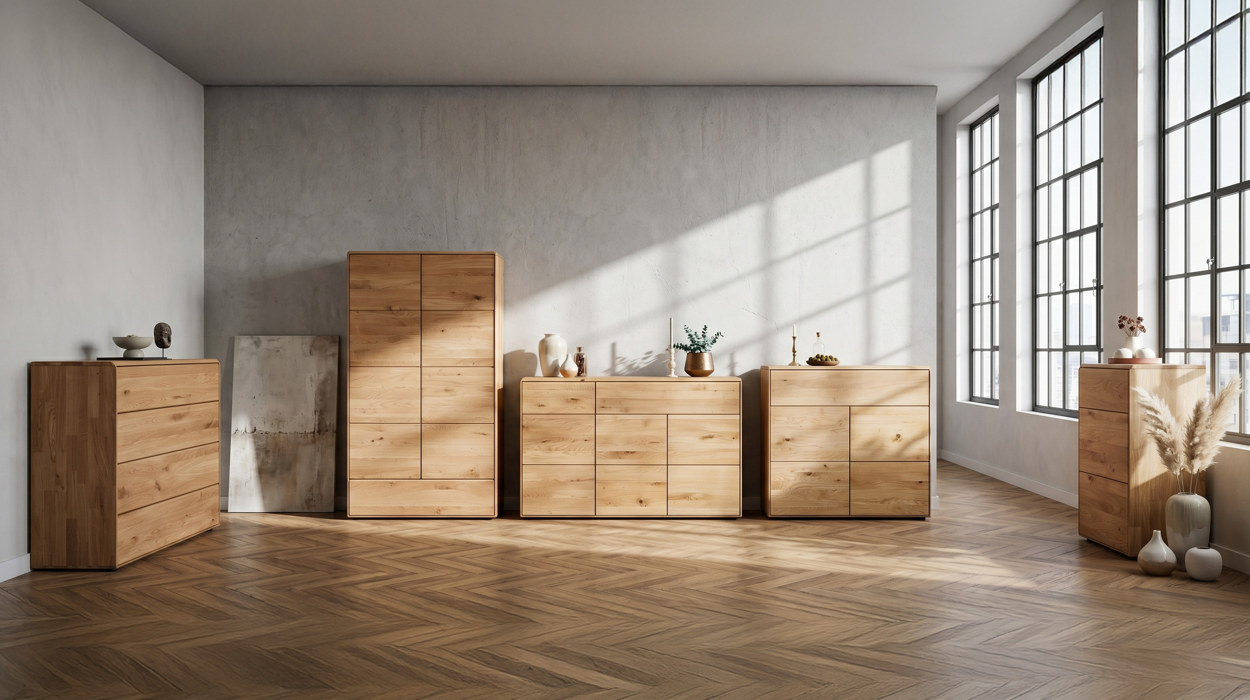 Kommode mit Schublade Wildeiche massiv geölt 100 cm - SKOV