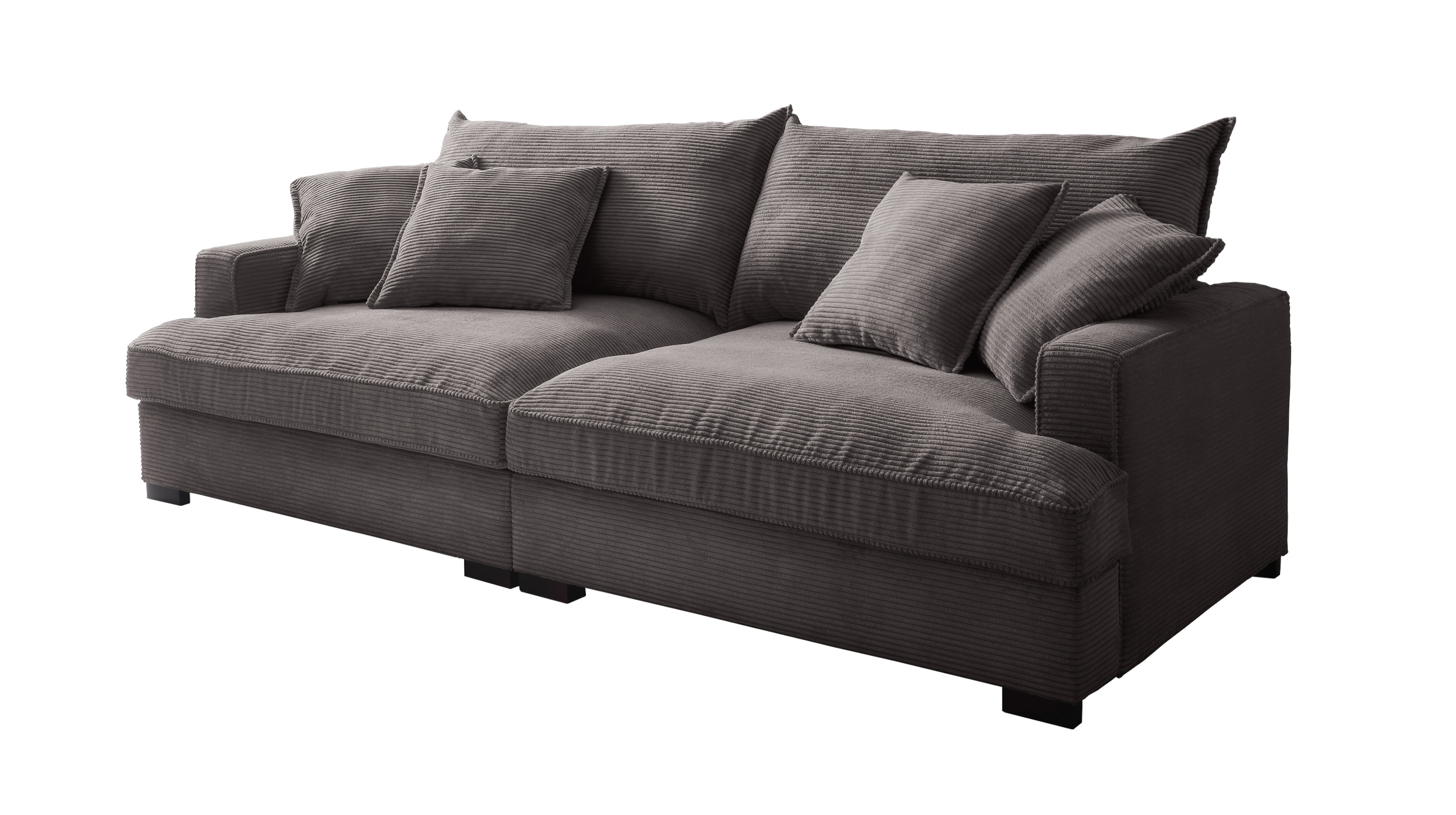 Big Sofa Cord grau - 242 cm - Nosagunterfederung - TRIBECCA