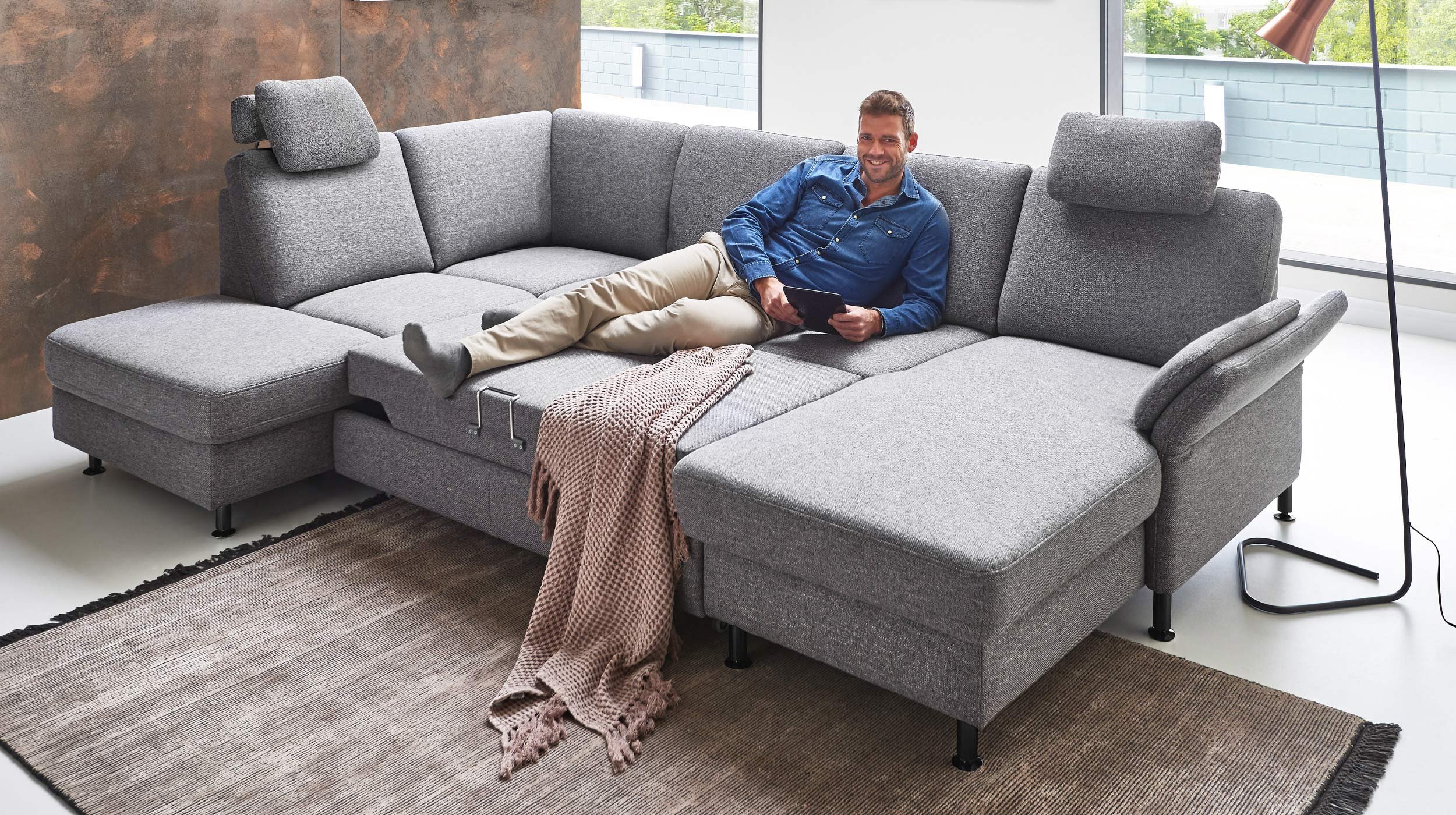 Couchliebe® Wohnlandschaft planbar - unica steel - Premium Version - LAVADA