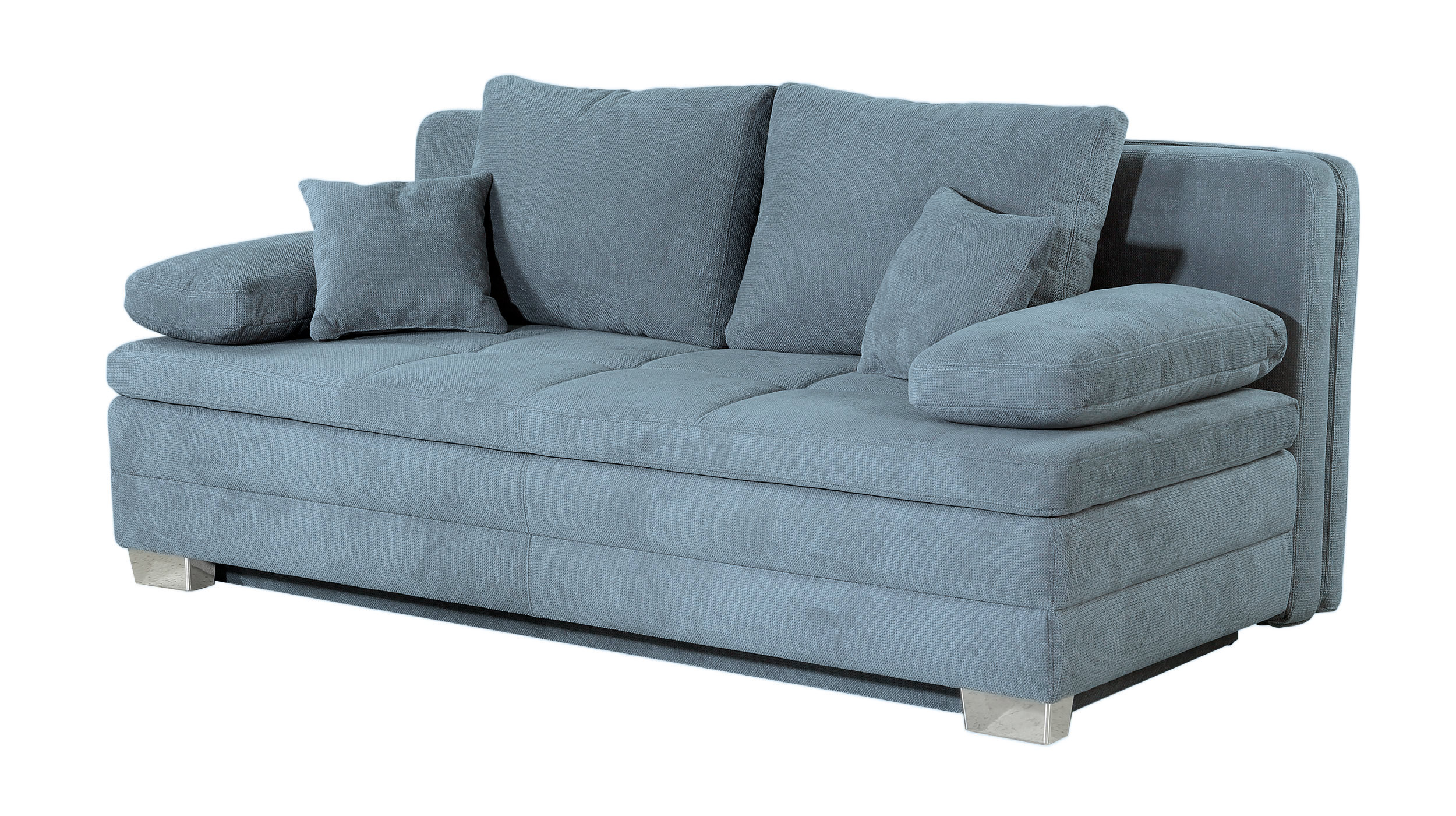 Schlafsofa Bettkasten Dauerschläfer hellblau Federkern - LINDAU
