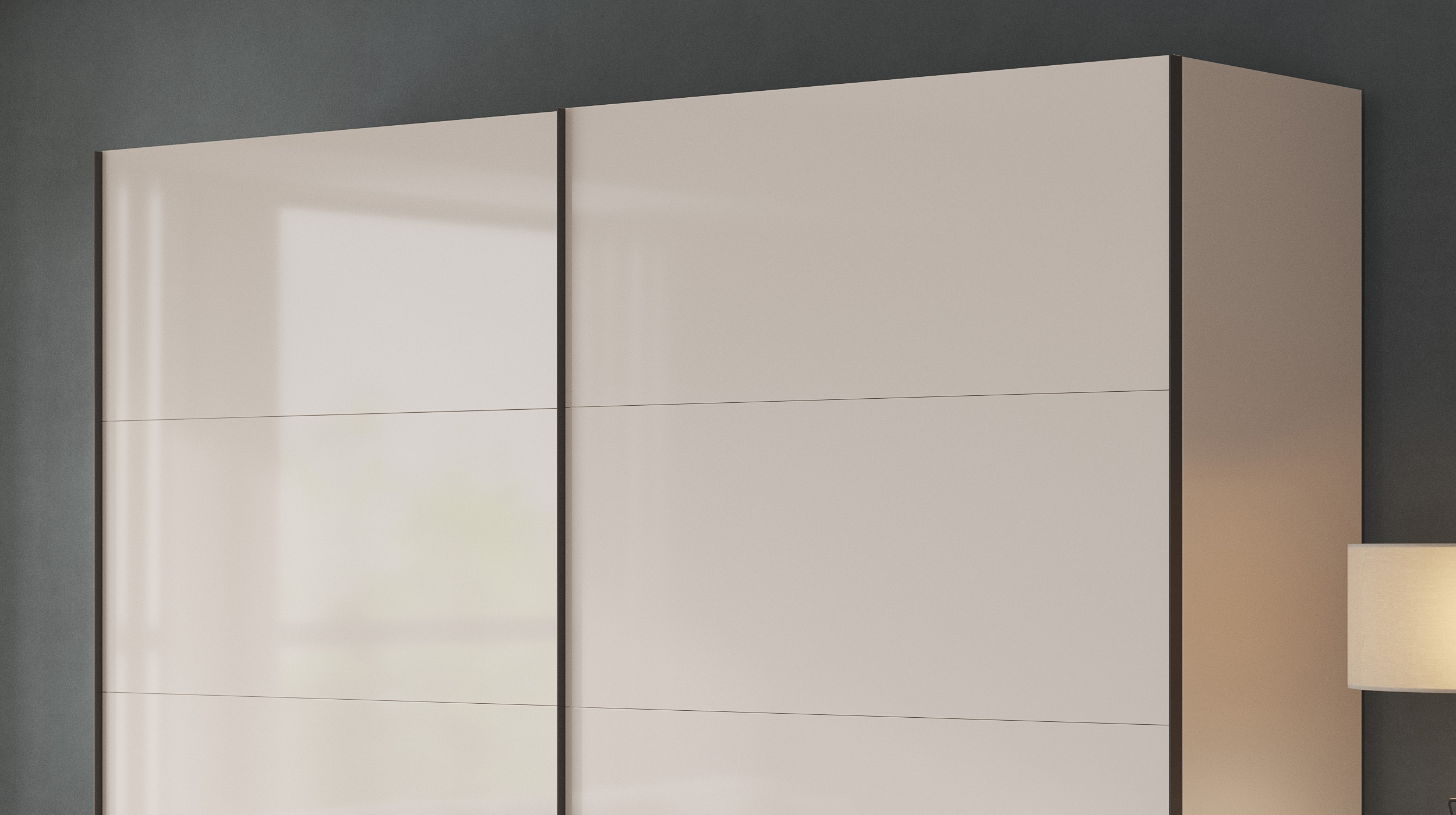 Schwebetürenschrank beige hochglanz - 250 cm - SYSTEMA