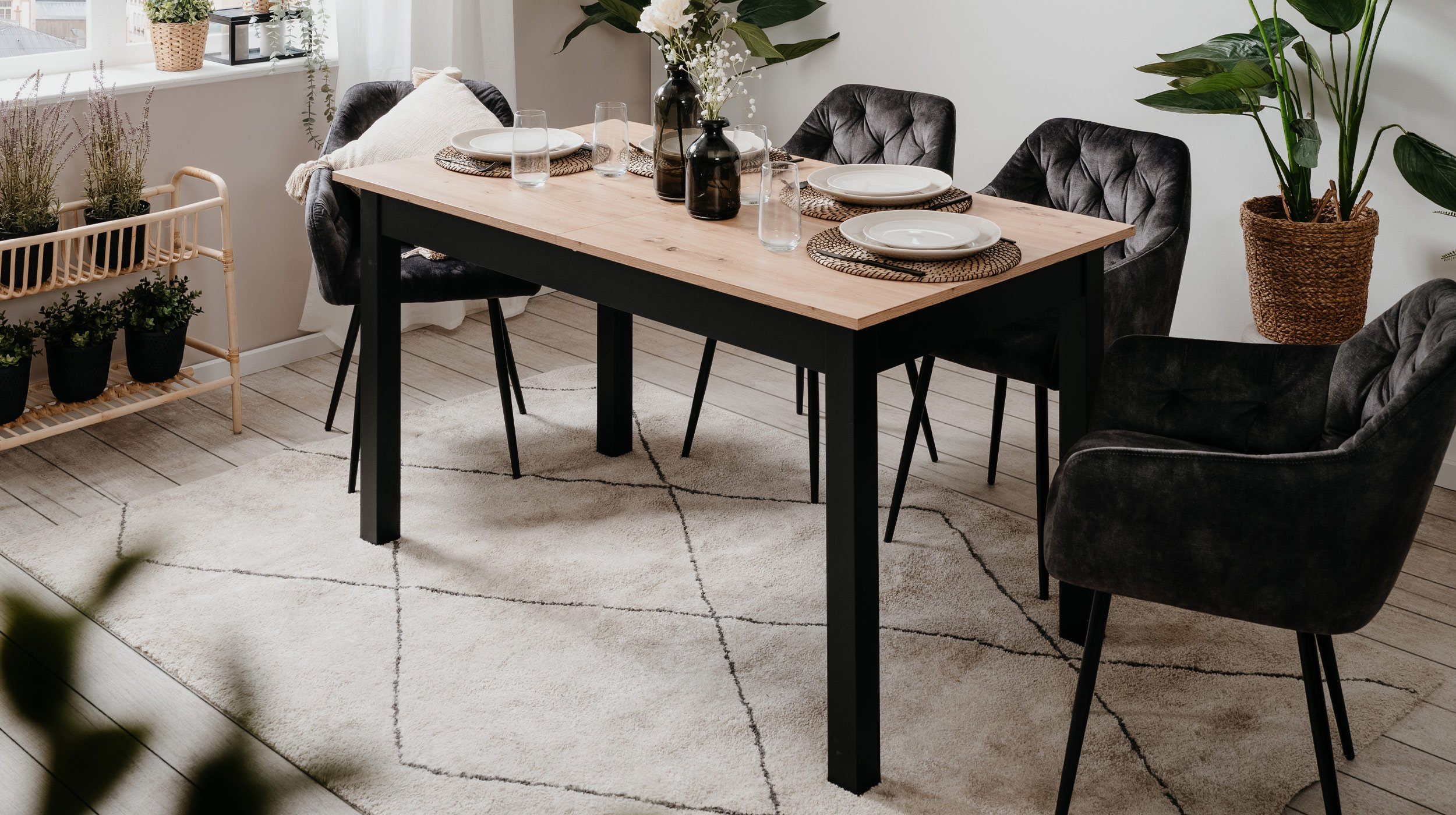 Esstisch 140 - 180 cm ausziehbar Artisan Eiche - COBURG