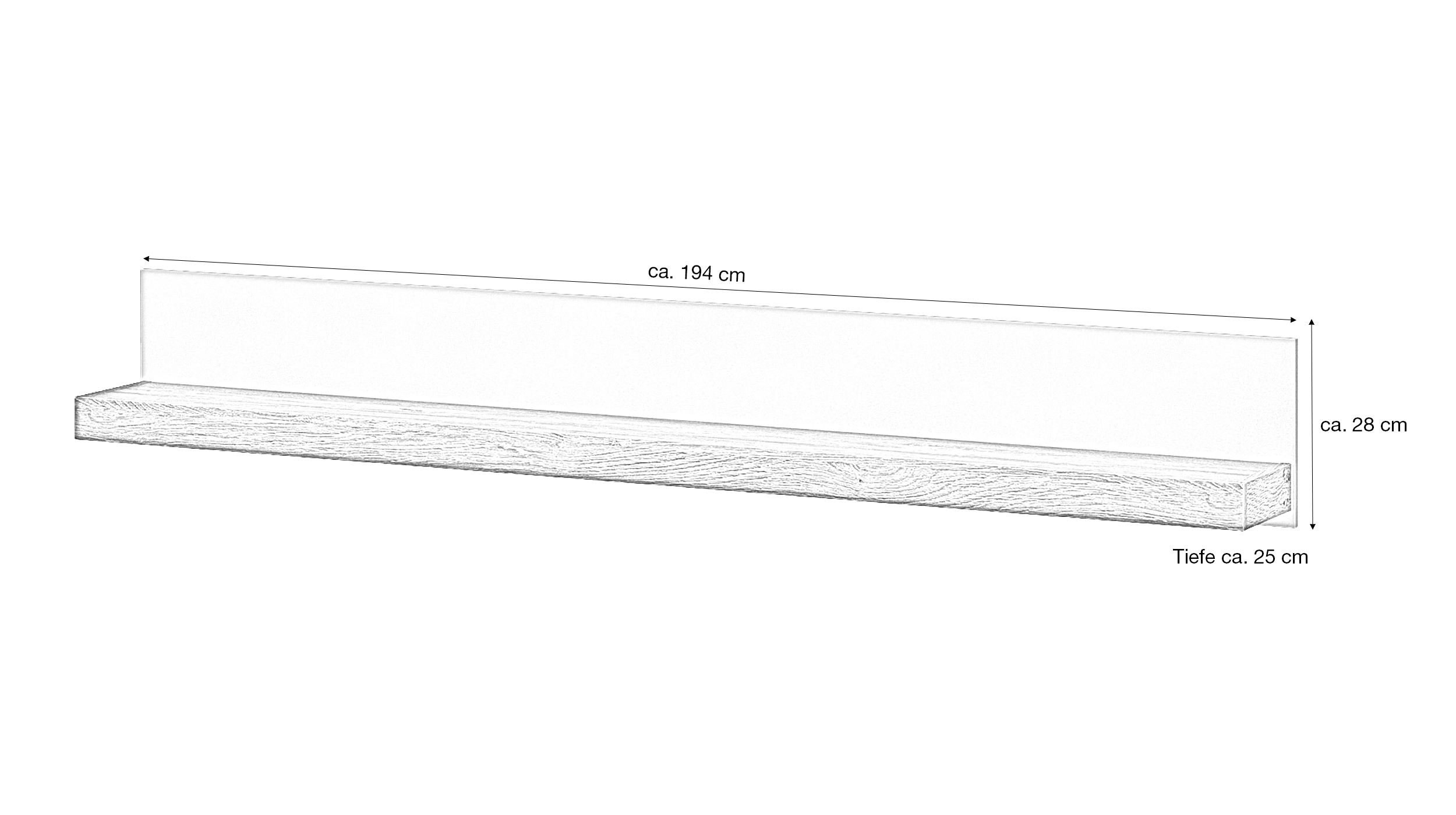 Wandregal Eiche beige - 194 cm - NAXXAR