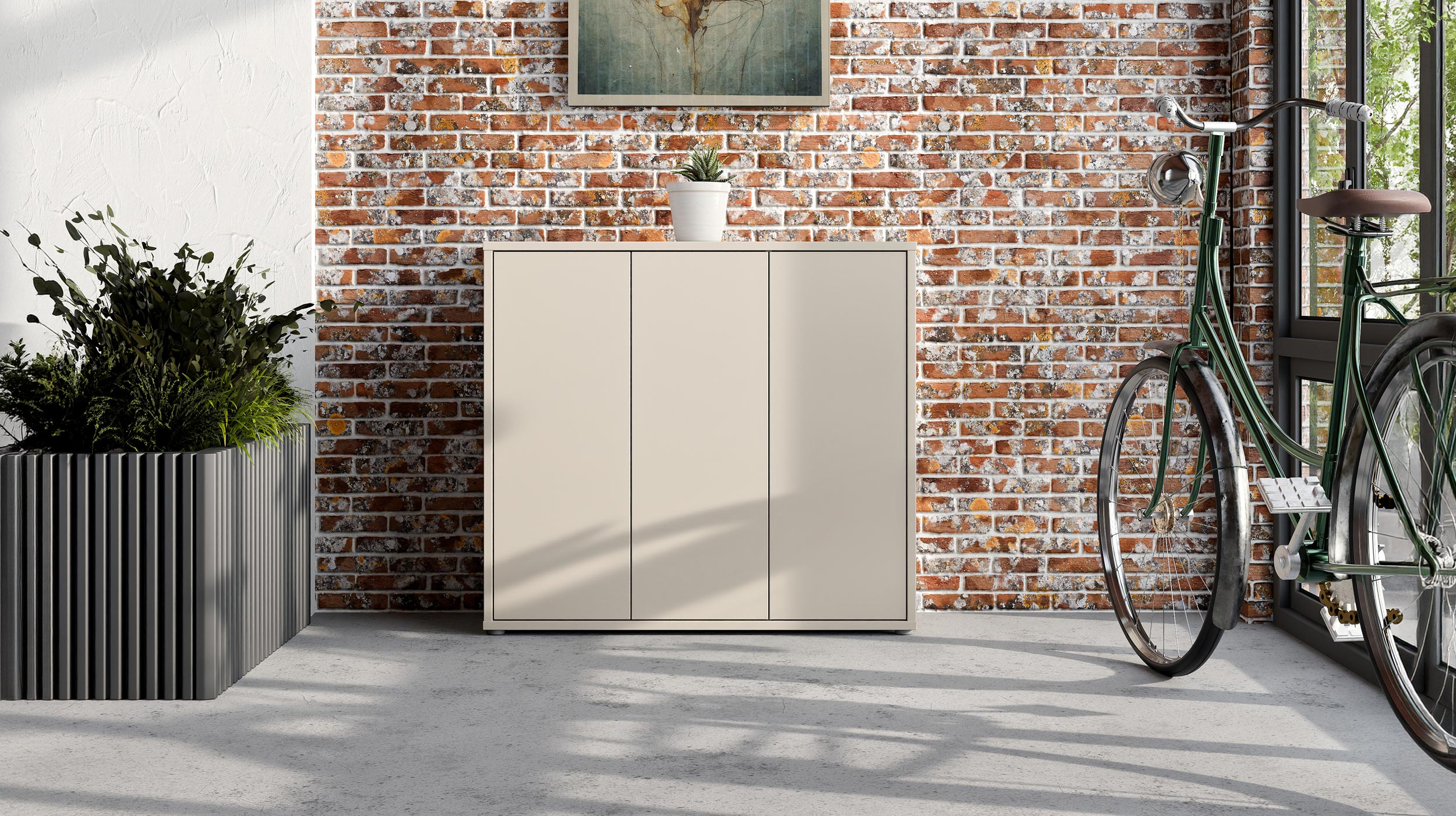 Schuhschrank beige 109 x 99 cm 3-türig - ALICE SPRINGS
