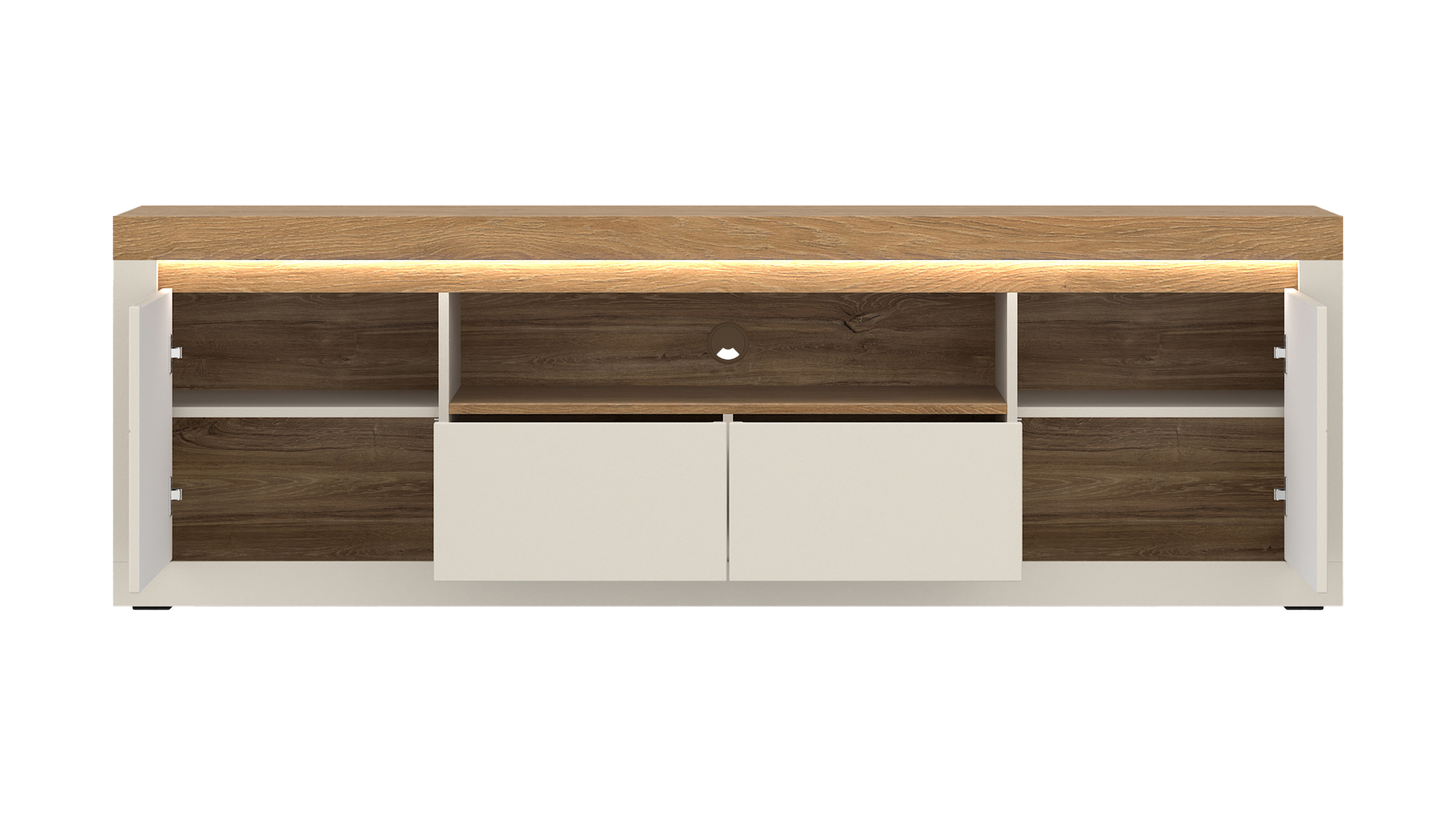 TV-Lowboard mit Beleuchtung Eiche beige - 194 cm - NAXXAR