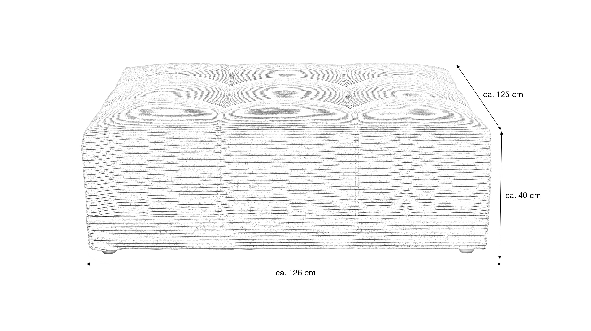 Hocker Sitzhocker 126 x 125 cm Cord grau - JANNI