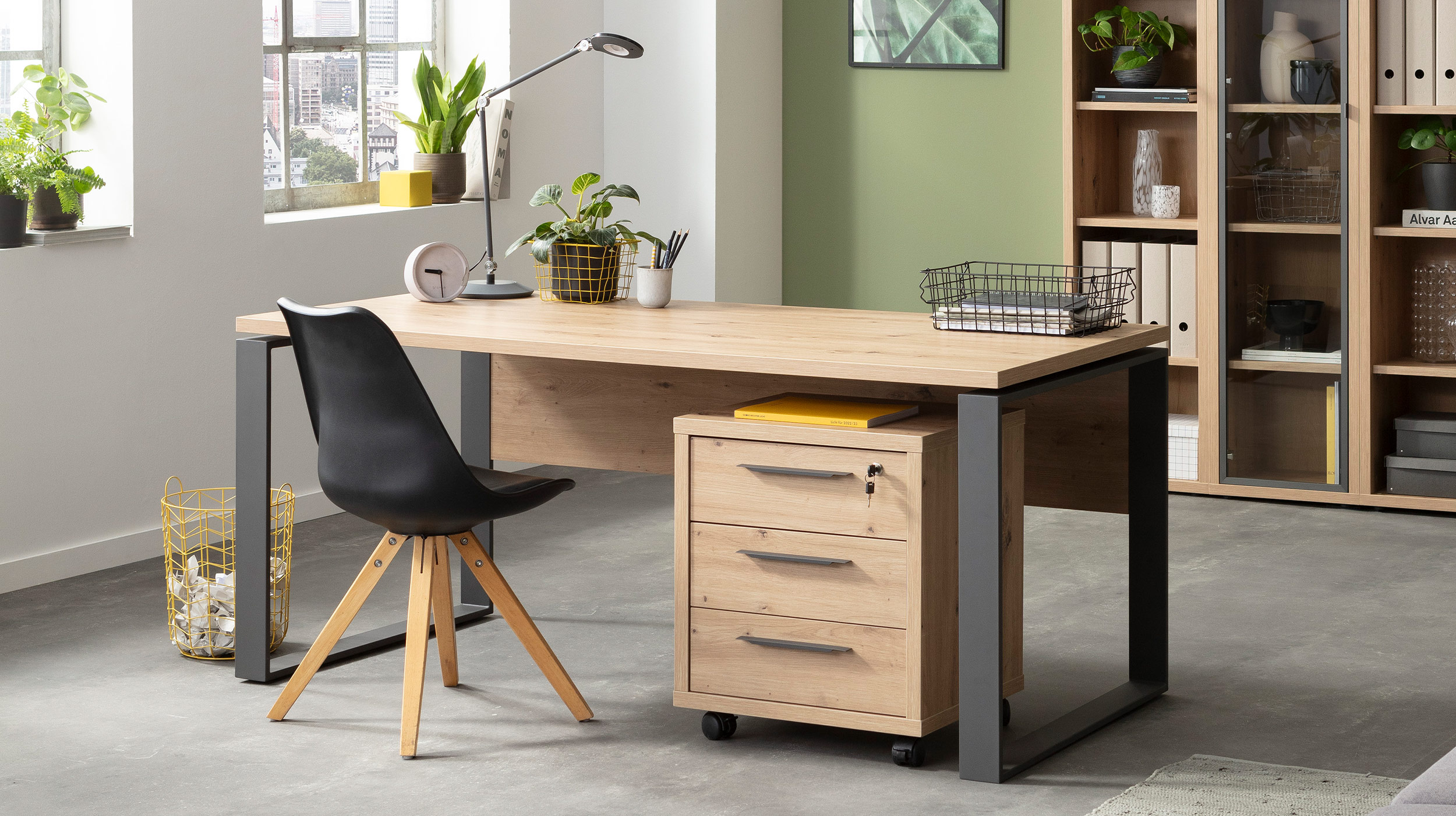 Schreibtisch Artisan Eiche 170 cm Metallgestell - DISEGNO