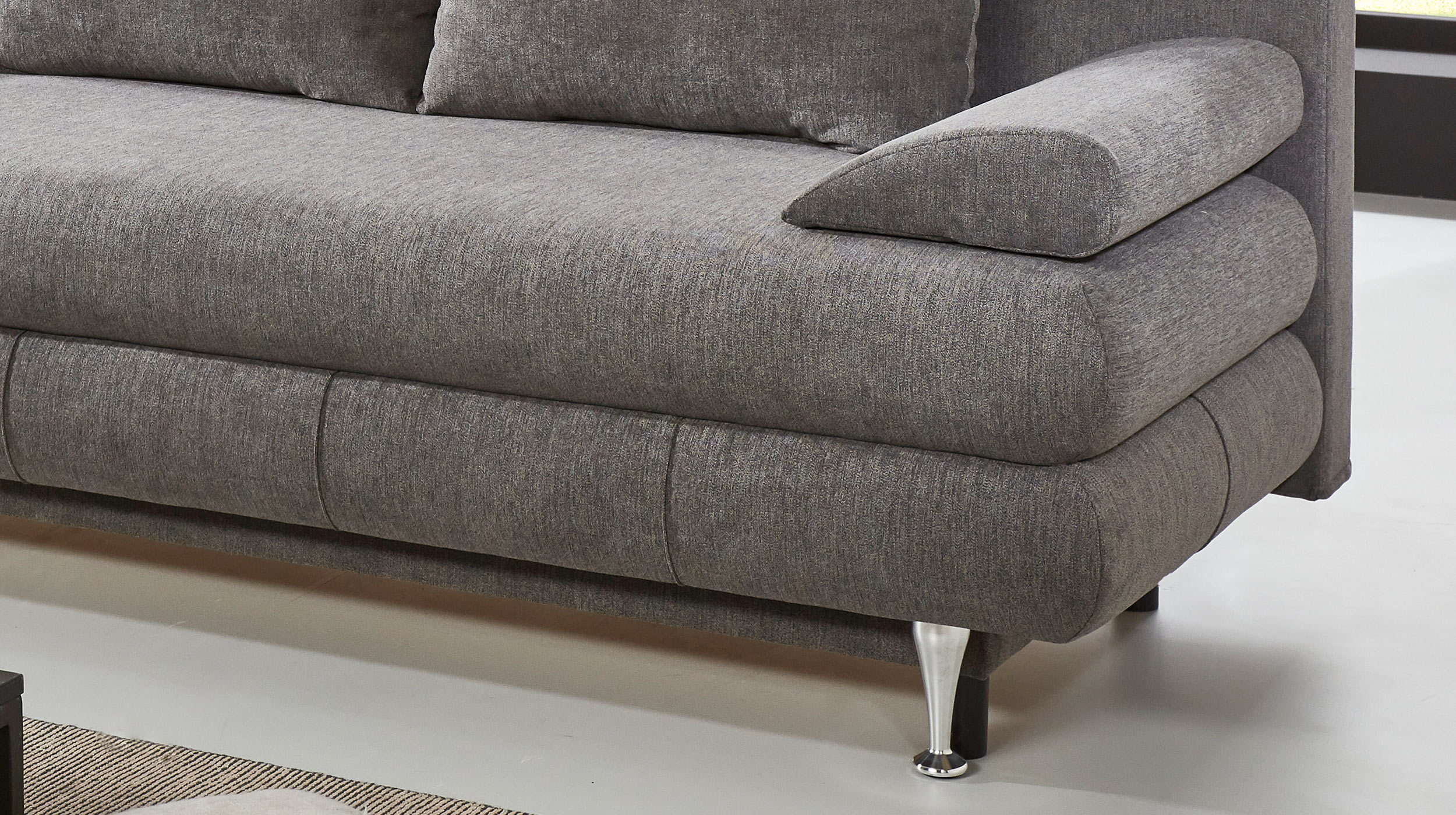Schlafsofa taupe Bettkasten ausziehbar Federkern 196 cm - BENFELD