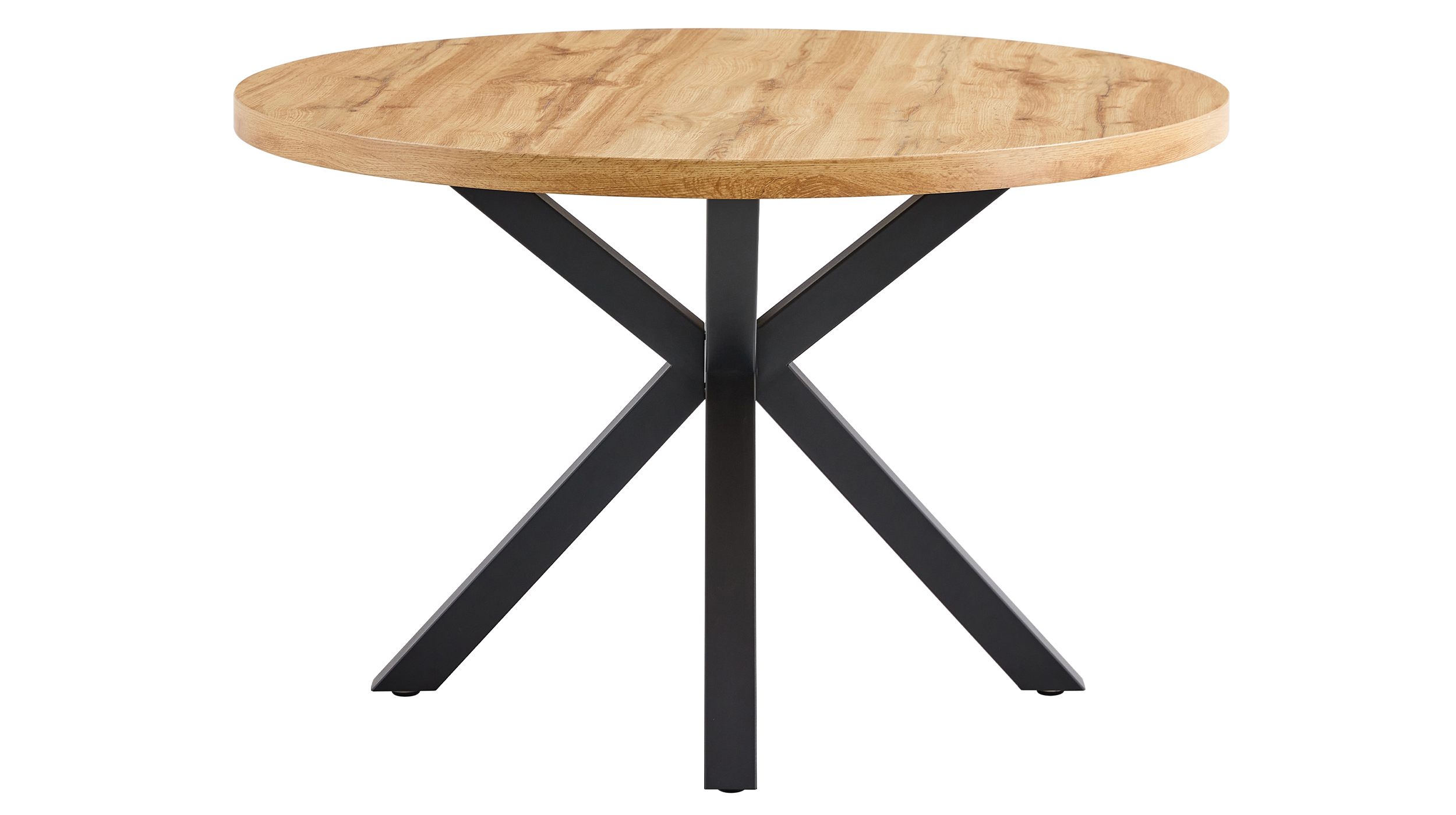 Esstisch rund 120 cm Wildeiche - Standbeine schwarz - DAMIRA