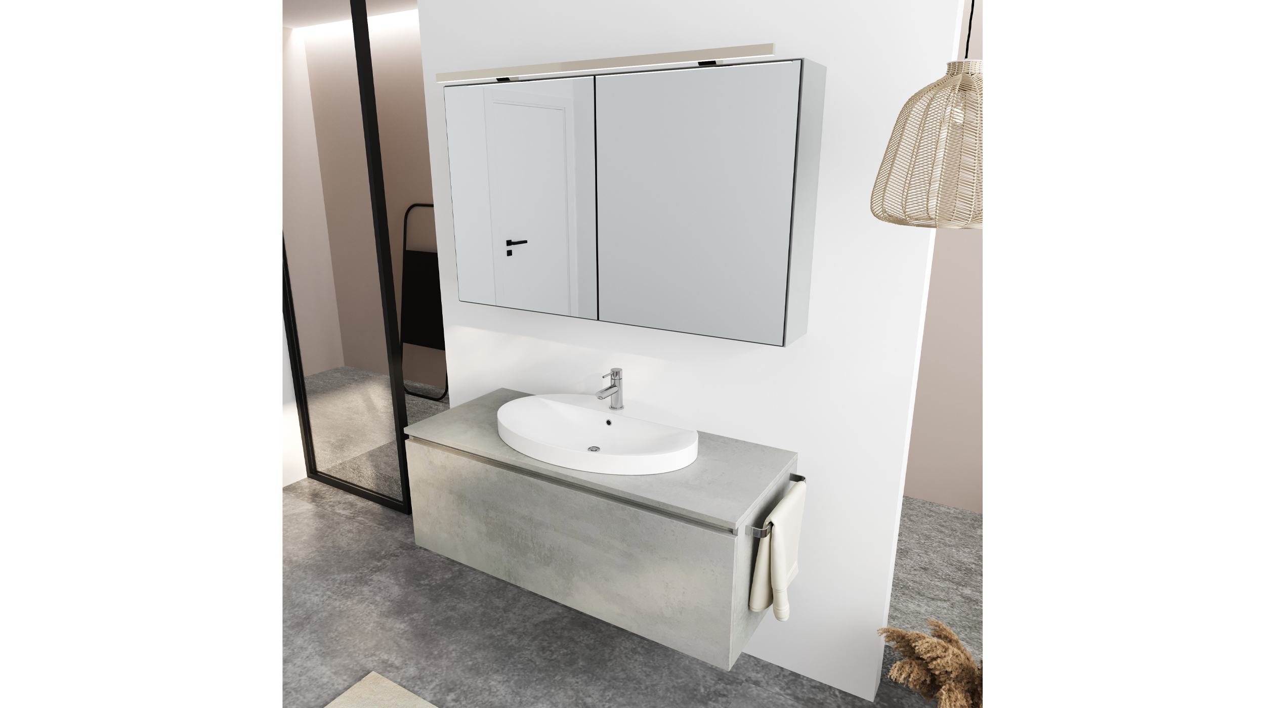 Badmöbel-Set grau - 2 Teile - Waschtisch 120 cm - ROMAO