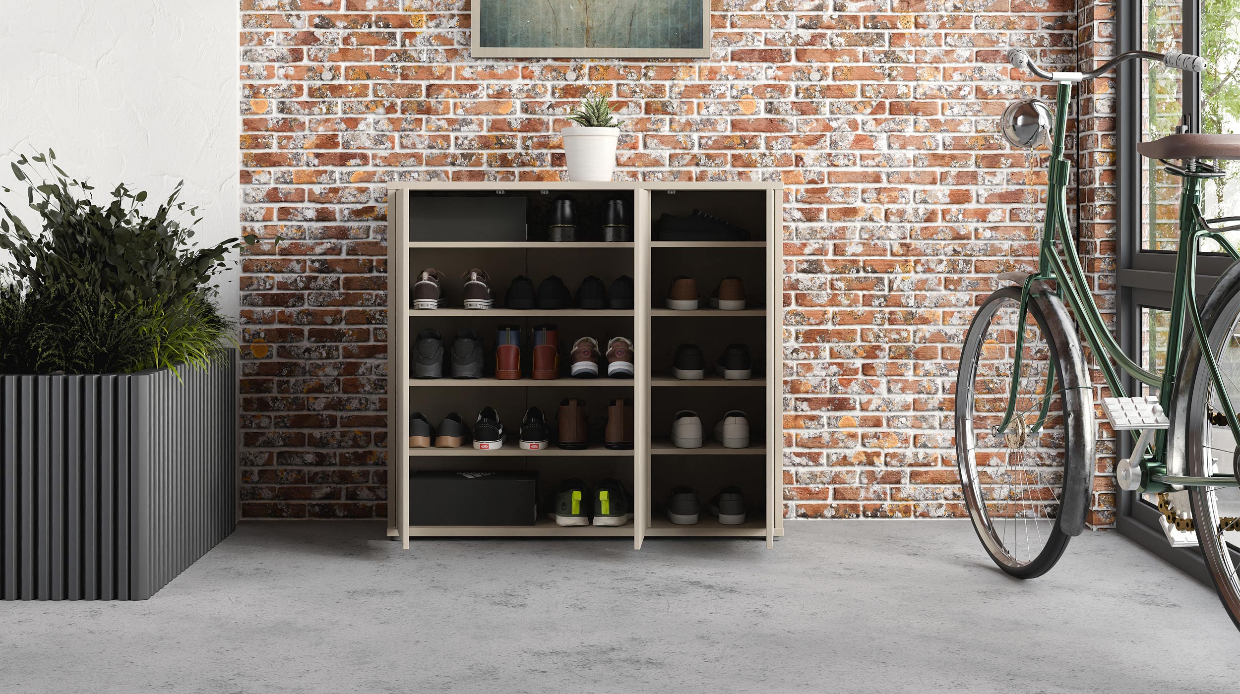 Schuhschrank beige 109 x 99 cm 3-türig - ALICE SPRINGS