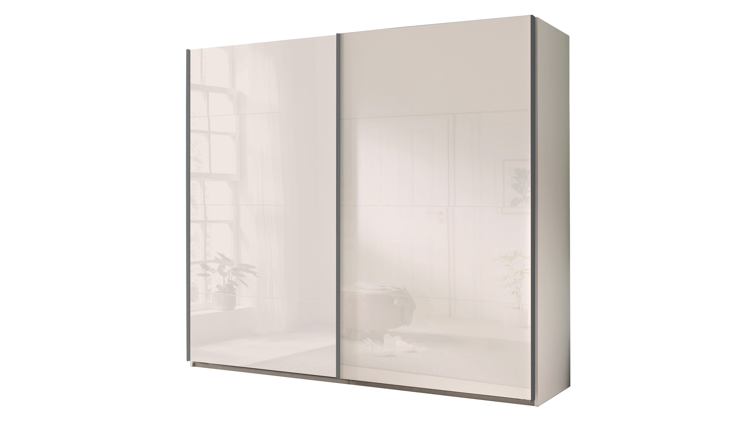 Schwebetürenschrank beige hochglanz - 250 cm - SYSTEMA