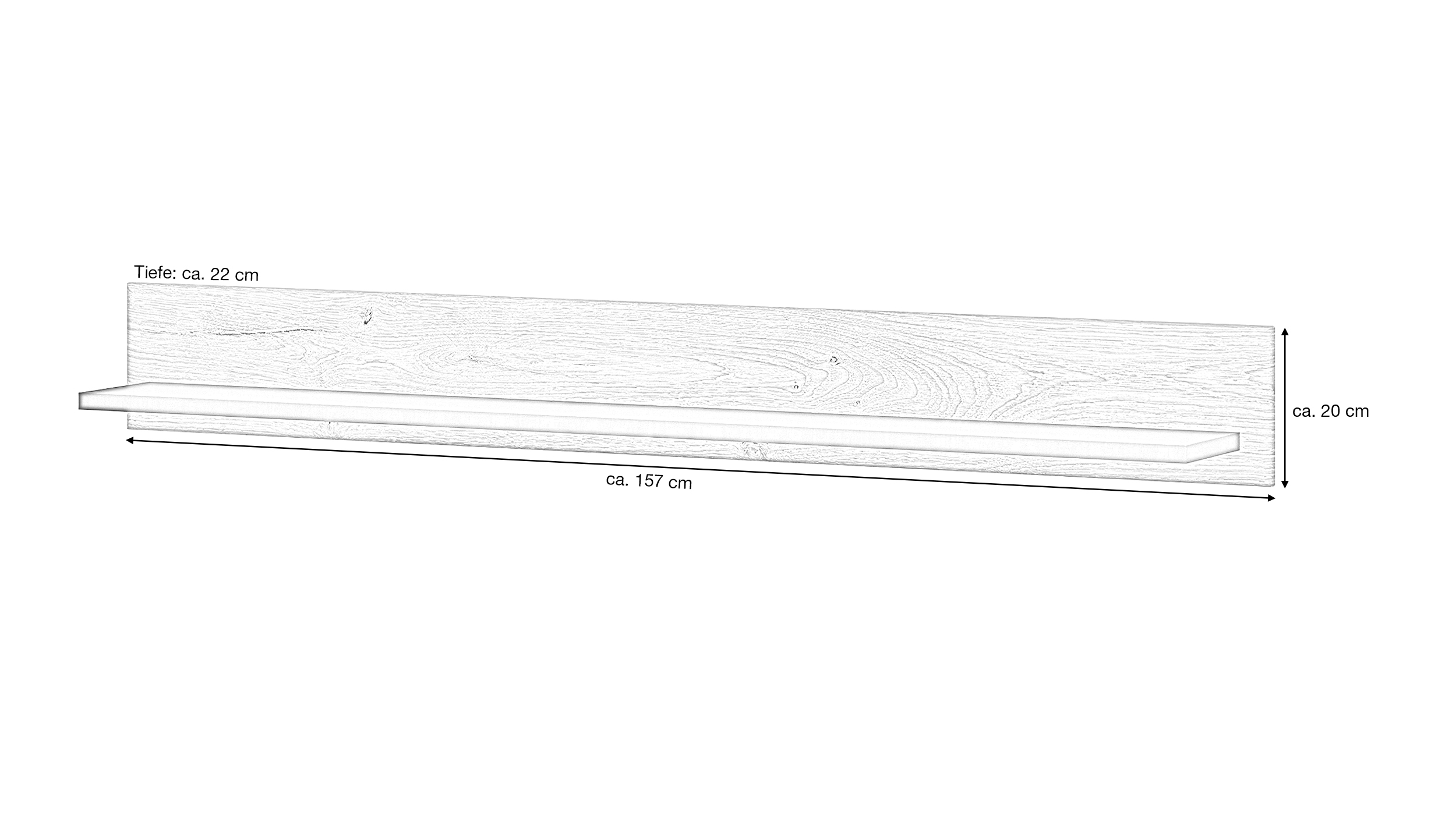 Wandboard Viking Eiche - grau  - 157  cm - GRANO
