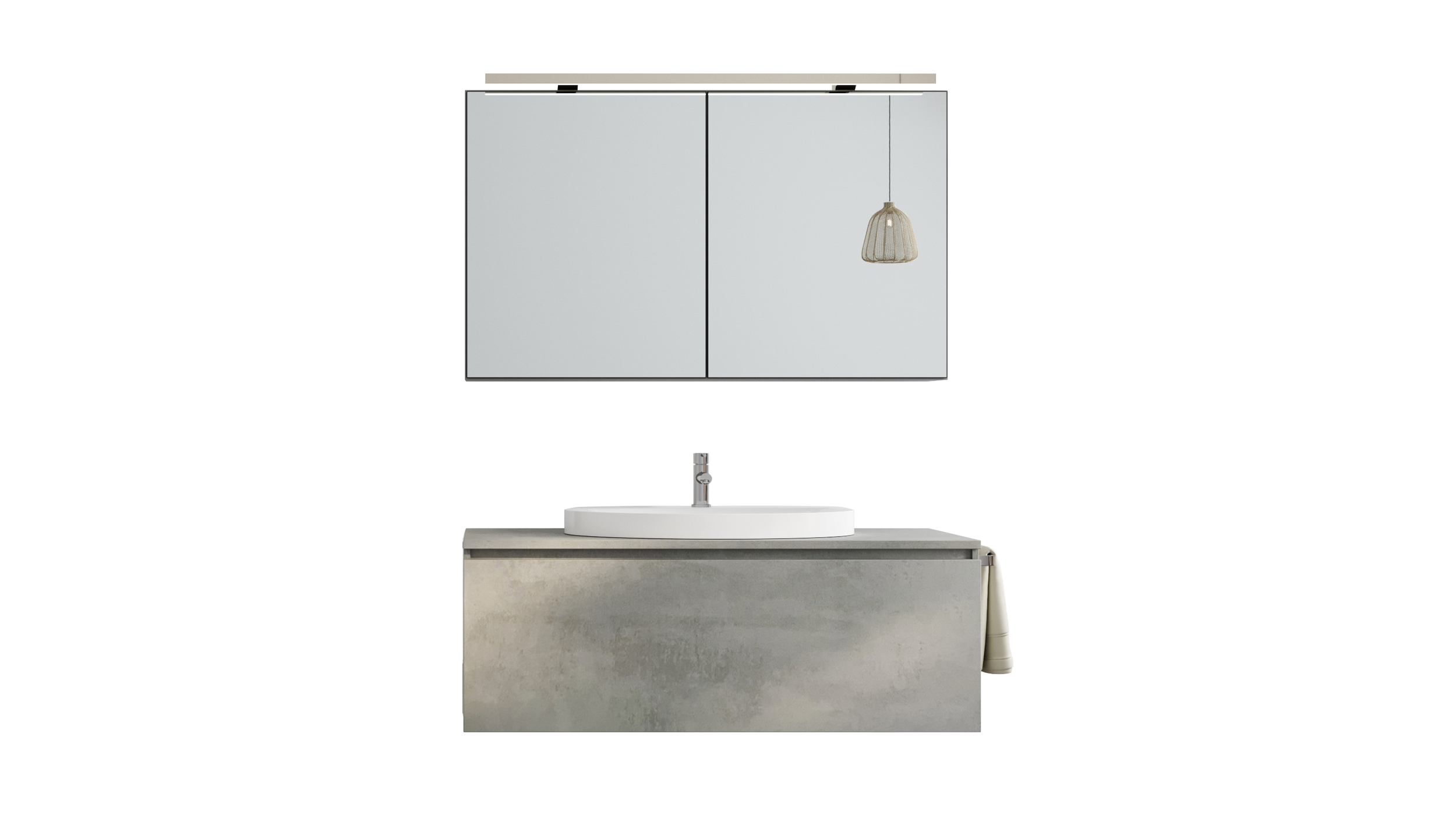 Badmöbel-Set grau - 2 Teile - Waschtisch 120 cm - ROMAO