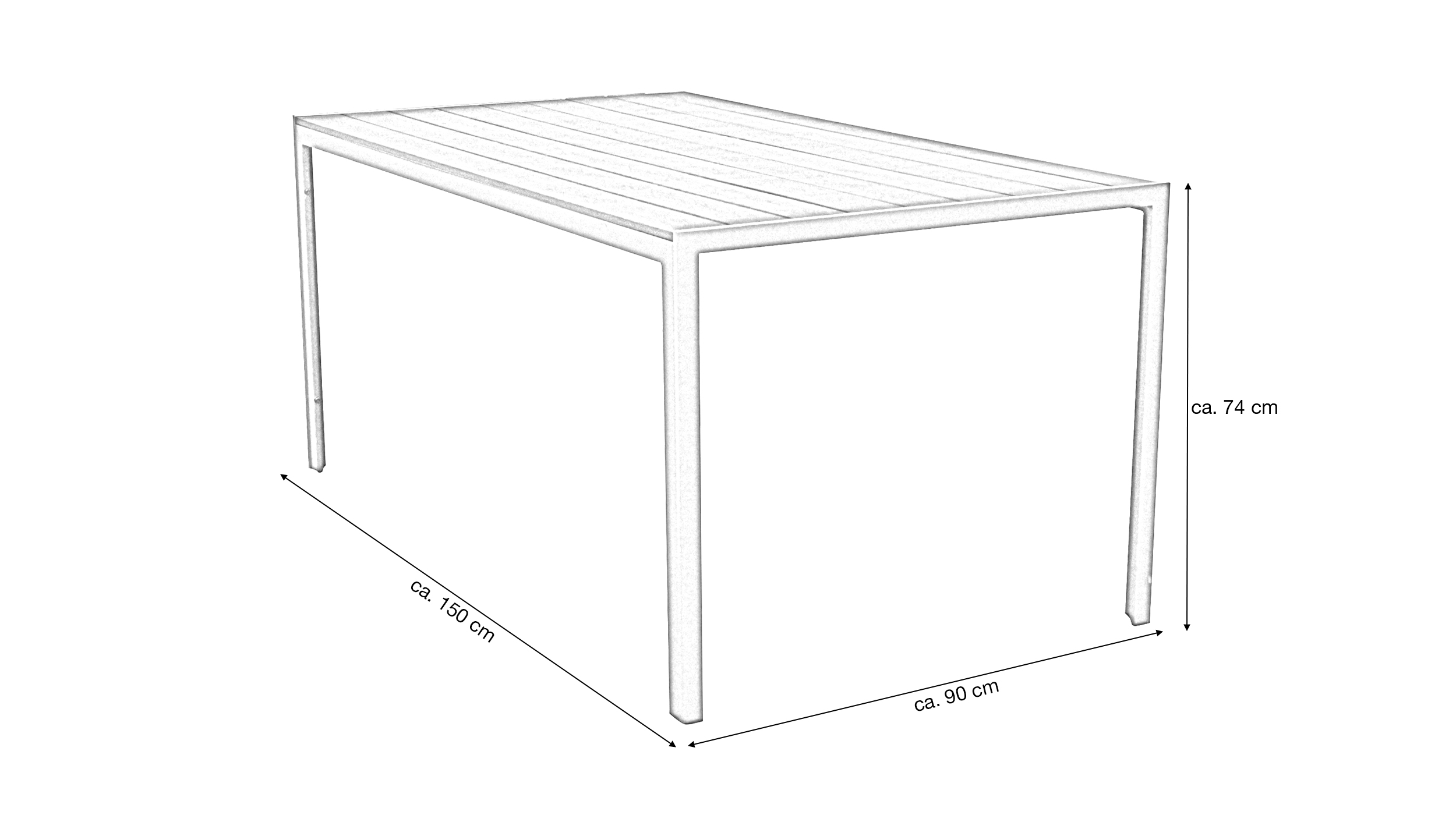 Gartentisch rechteckig 150 x 90 cm schwarz - SPRING
