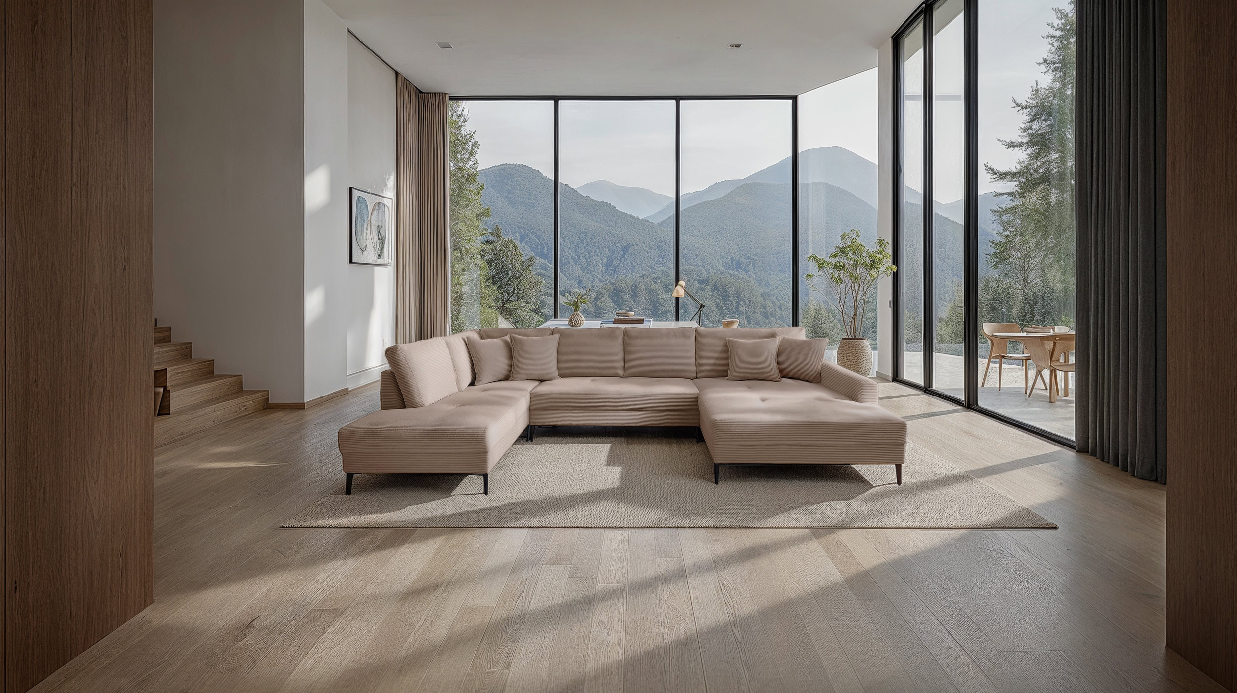 Wohnlandschaft Cord beige - 360 cm - SUMMER