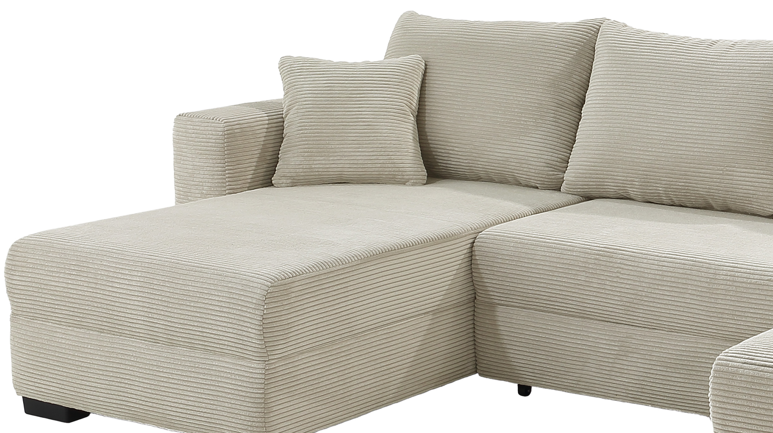Wohnlandschaft mit Schlaffunktion Cord grau-beige 342 cm - SELMA