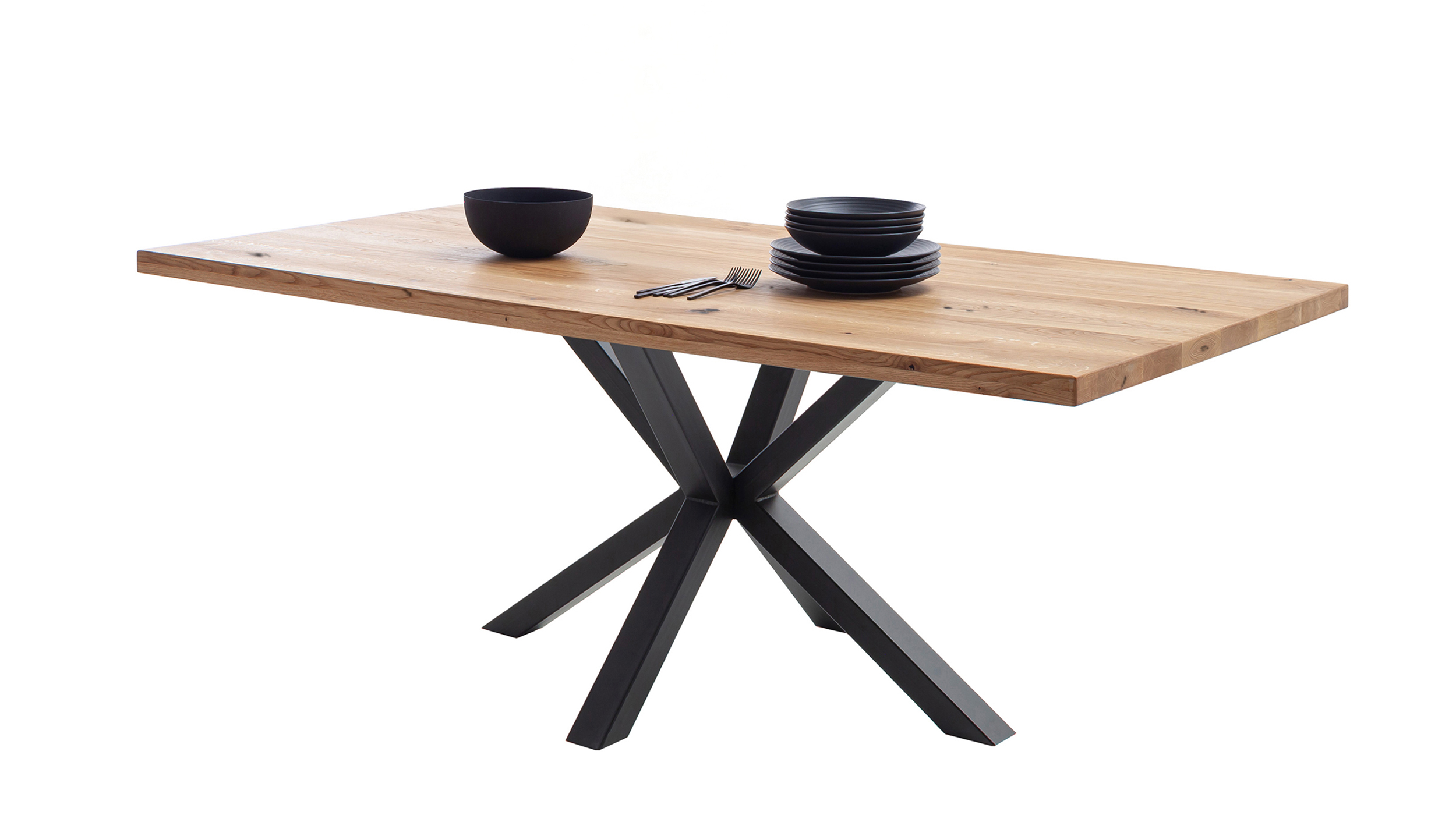 Esstisch Massivholztisch 180 cm massiv Wildeiche geölt - DEBA