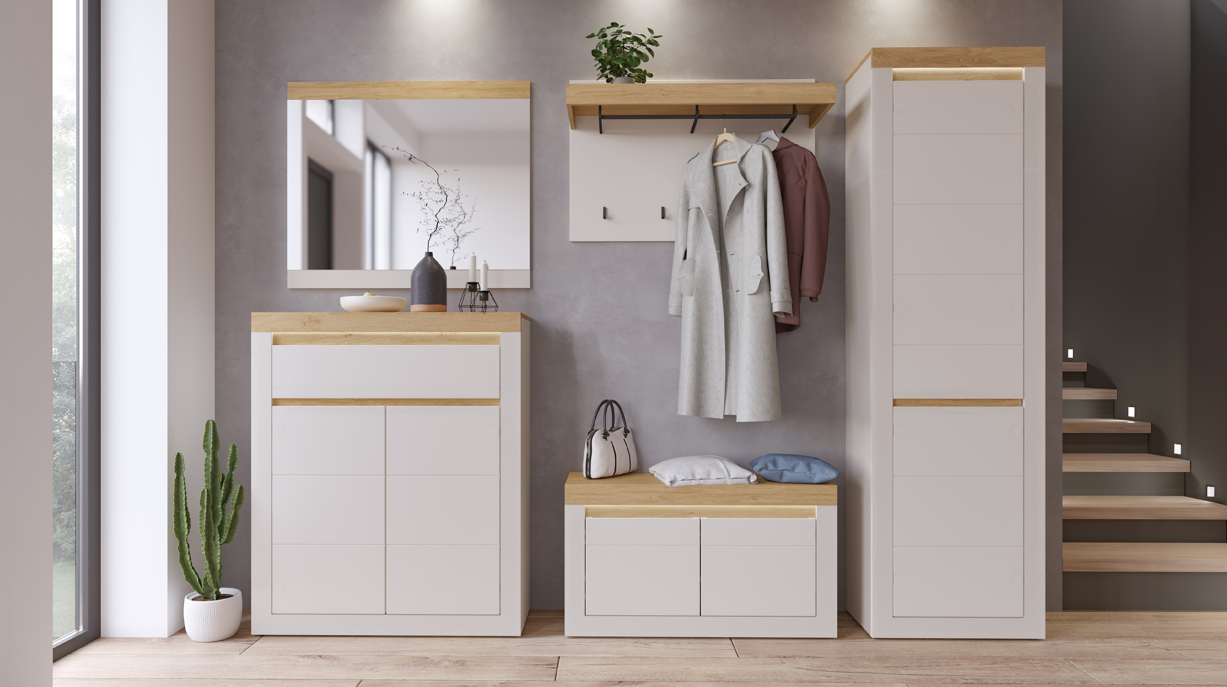 Kommode mit Schublade beige Stone Eiche 94 cm - NAXXAR