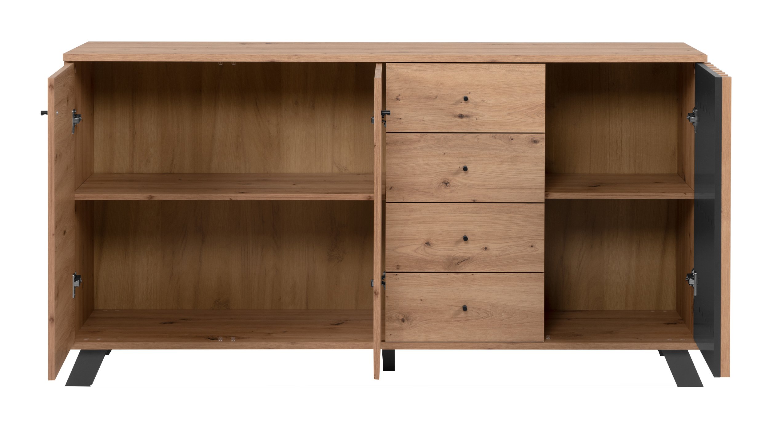 Sideboard 3 Türen Artisan Eiche - anthrazit 160 cm - MEDAN