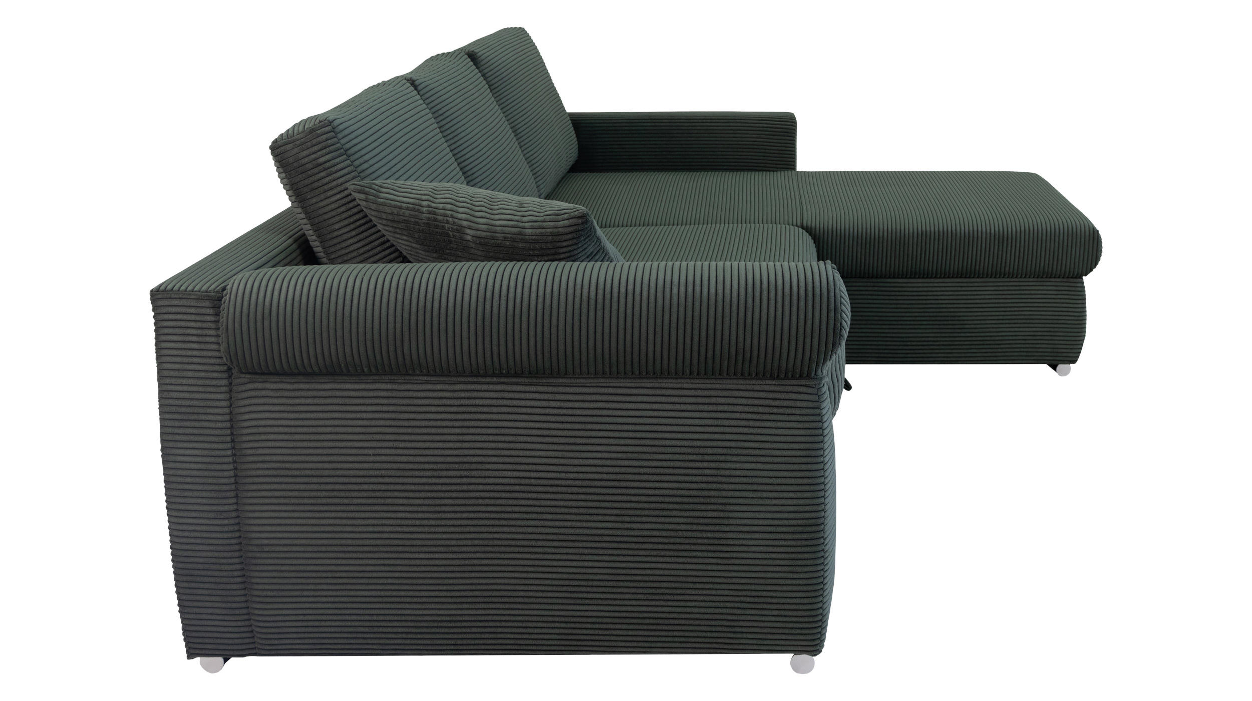 Ecksofa Schlaffunktion Bettkasten grün Cord 261 cm - RAMONA